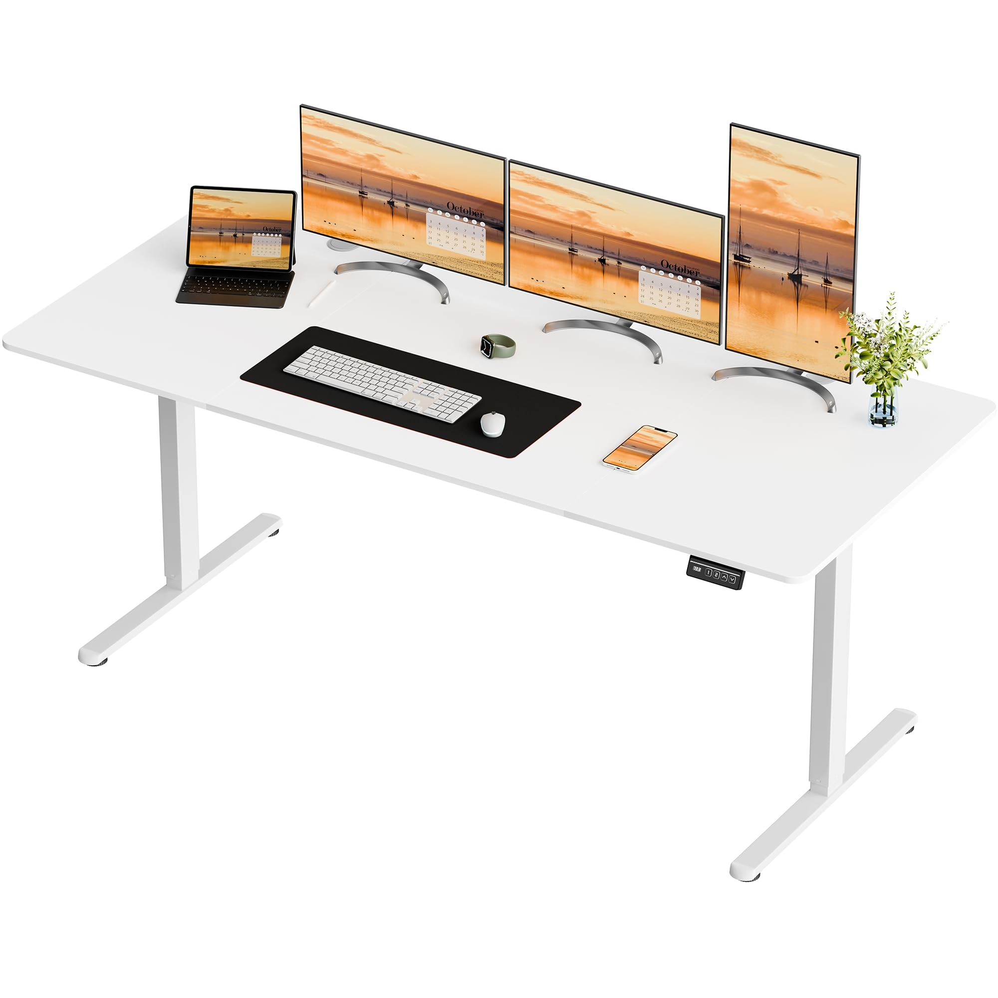 Meilocar Electric Standing Desk Height Adjustable Desk 71 x 31 Inch Sit Stand Desks with Splice Board Computer