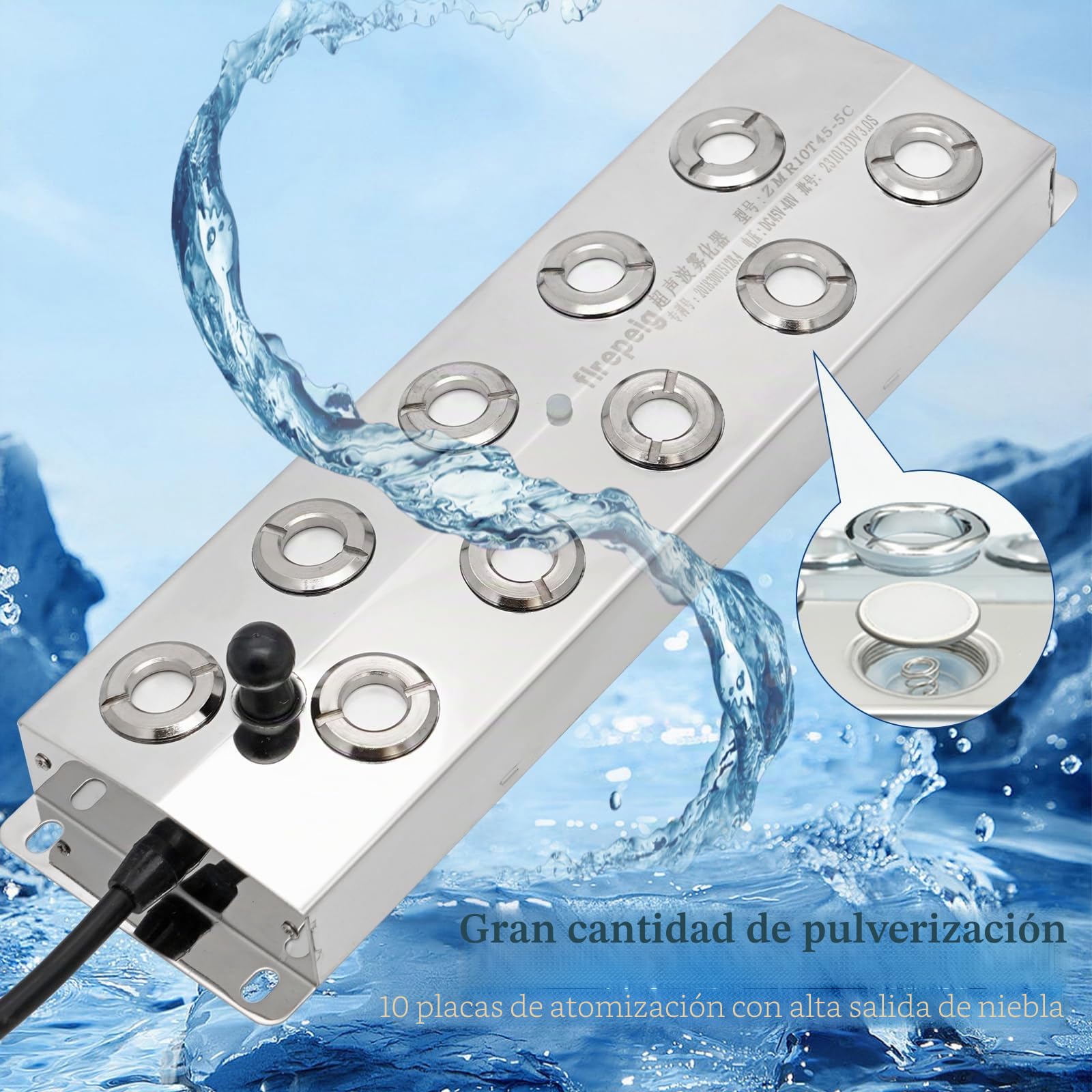 Maquina De Niebla 10 Cabezas 7L/H Generador De Niebla con Fuente De Alimentación De 400w Y Boya De Plástico, Nebulizador Ultrasónico Atomizador para Fuentes De Estanque, Paisajes Mágicos