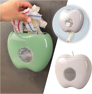 Amposei Plastic Wrap Storage Box, Fresh Keeping Bag Kitchen Organizer Wall-Mounted Large Capacity Punch-Free Cling Film Food Wrap Shower Caps Dustproof Container Dispenser for Bathroom (Grey)
