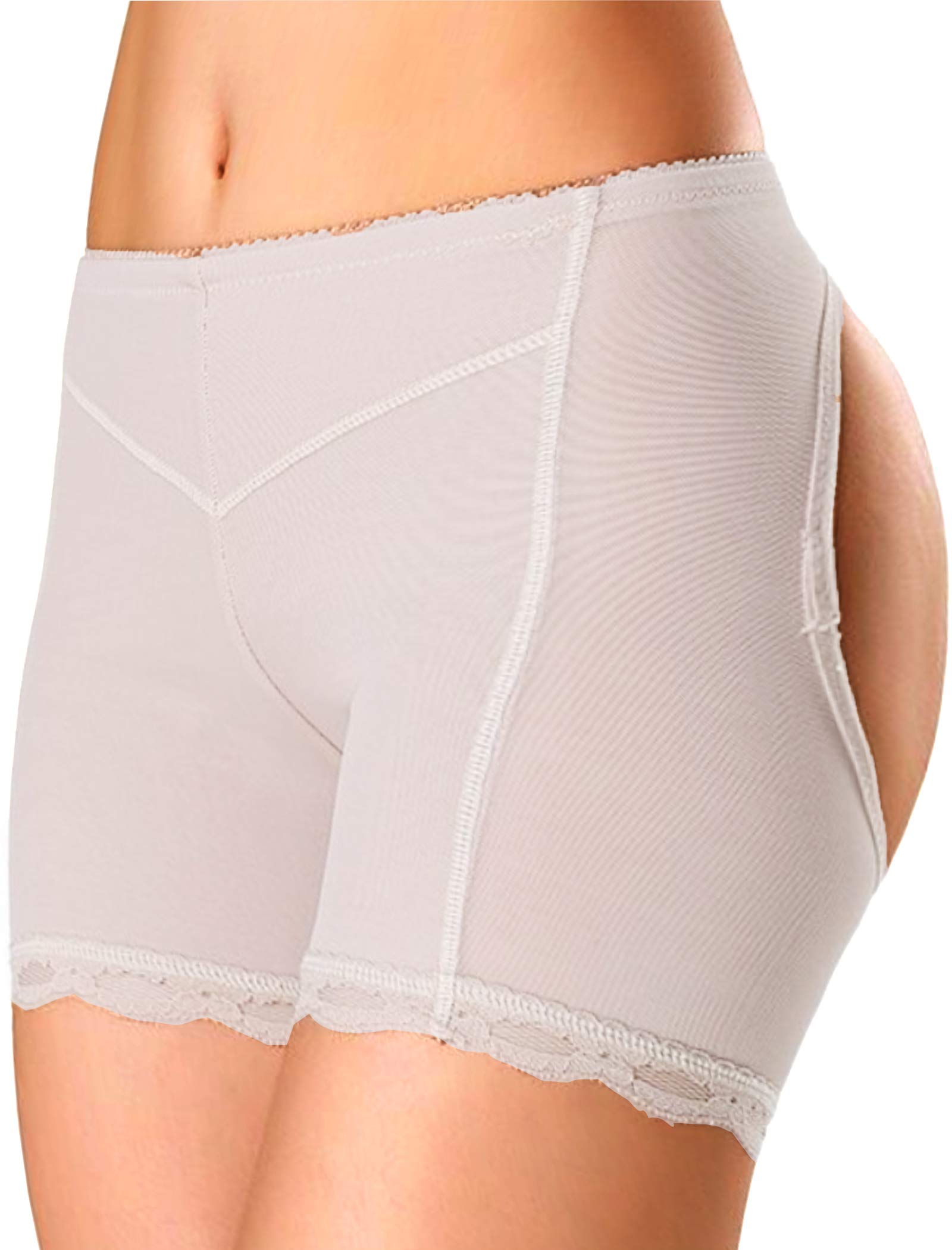 Jengo Butt Lifter Panties Butt Enhancer Underwear Hip Booty Lifter Shaper for Women Butt Lifting Boy Shorts Enhancer Shapewear (Nude with lace, Small)
