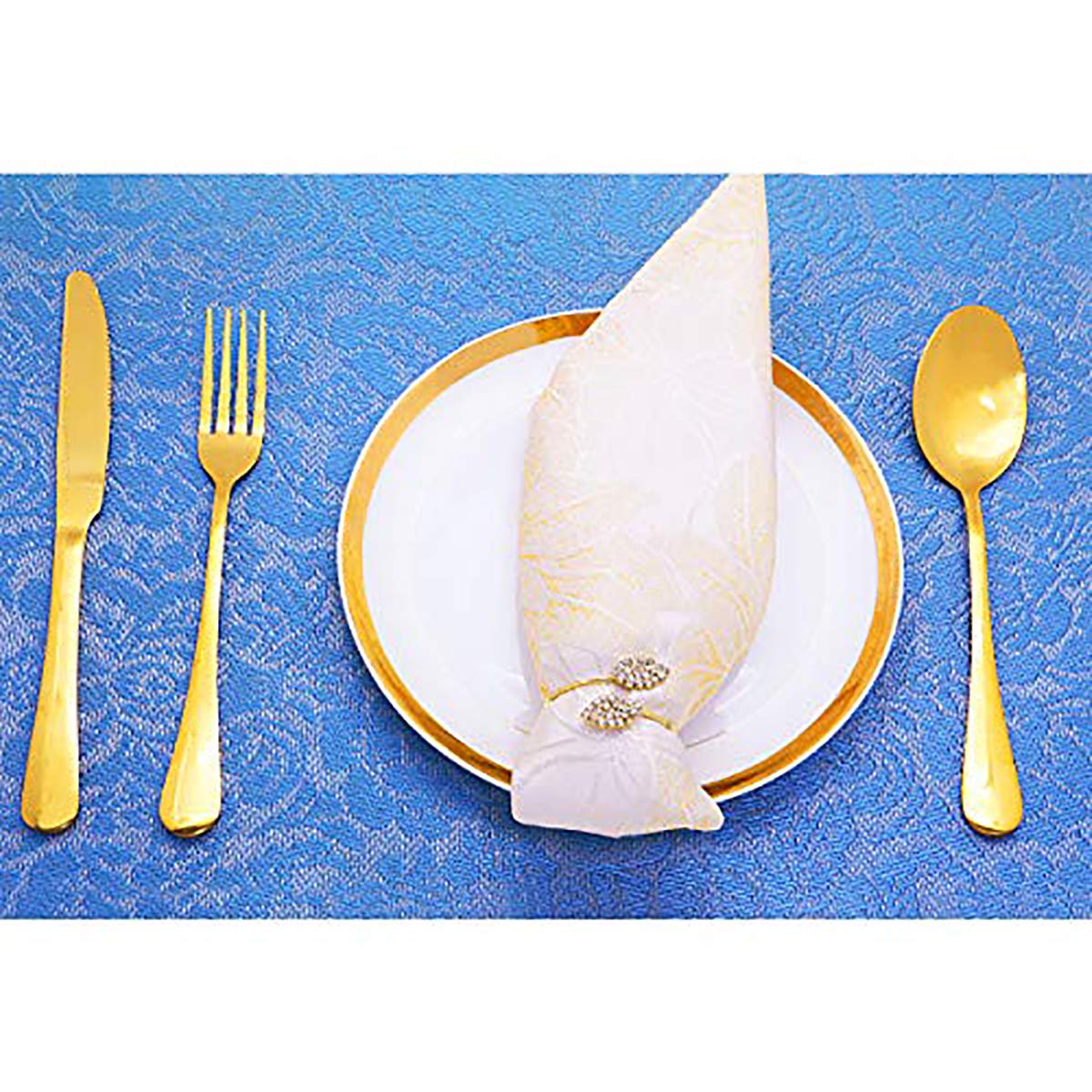 Lot De 6 Anneaux De Serviette Doré Forme Feuille - Zinc Allié - Pour Mariage & Décoration Table