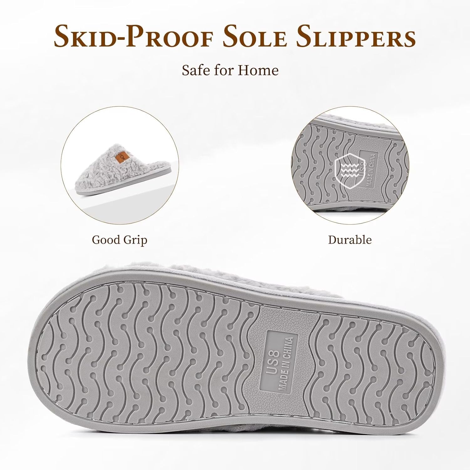 OOW Women's Fuzzy Slippers for Indoor,House Shoes with Memory Foam,Plush and Cute Slippers for Women - Image 5