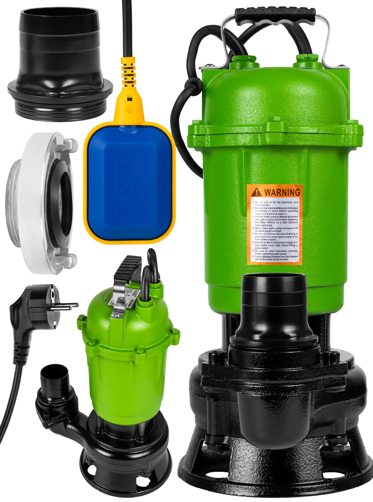 MalTec Pompa głębinowa do czyszczenia brudnej wody z rozdrabniaczem, 12000 l/h, głębokość 8 m, z metalu, przełącznik pływakowy, pompa