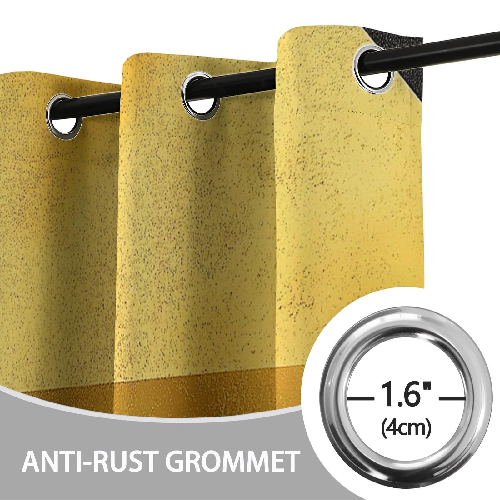 Lot de 2 Rideaux Occultants Thermiques Isolants Anti-Froid à Œillets - Motif en Gris Triangles Jaunes 110L x 215H cm, Abstrait Rideaux Noir Thermiques pour Chambre et Salon