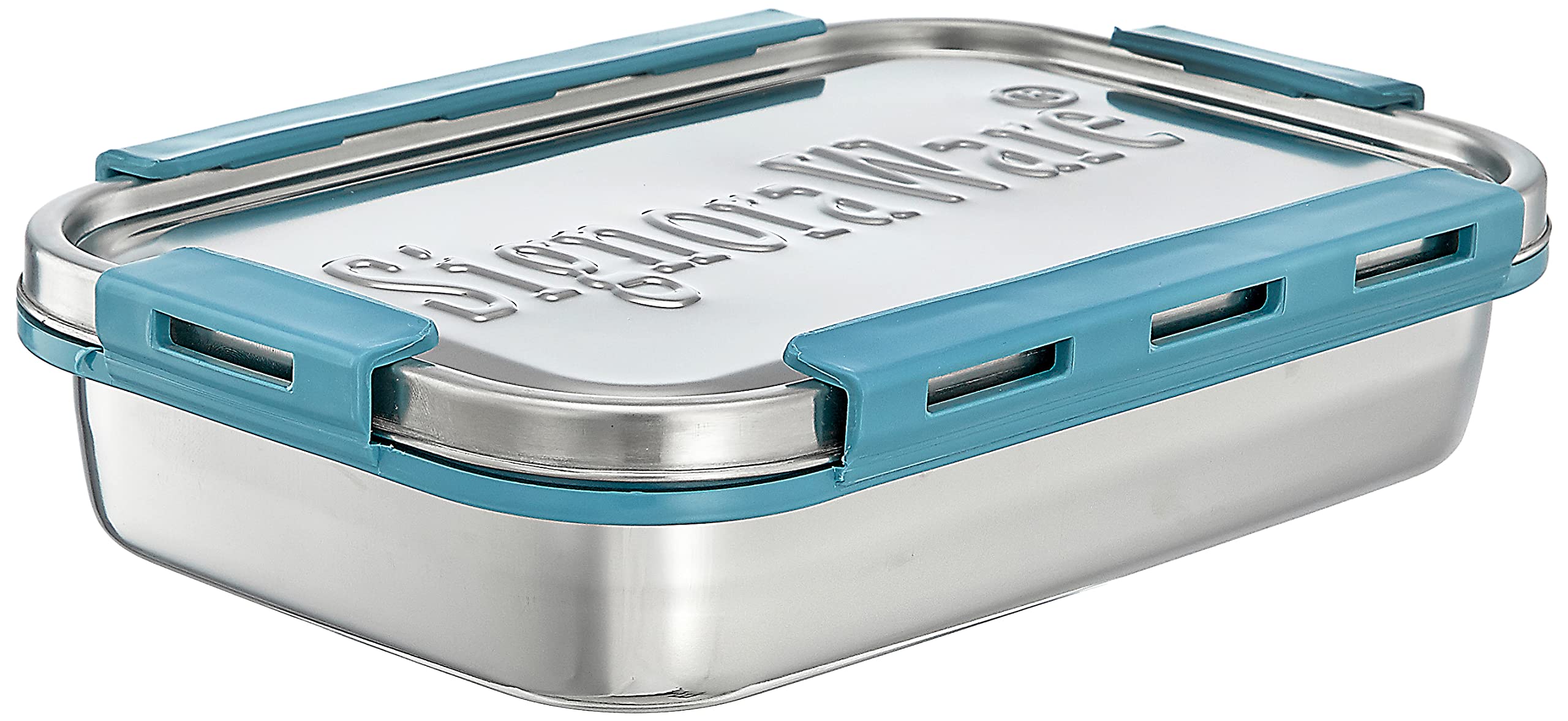 Signora Ware 1000Ml King Compact Lunch Boxes For Men Women Kids With Steel Lid With Clip Lock/Air Tight Spill Proof/Food Grade Bpa Free Container For Office School (Rectangle | E Blue | 1 Litre)