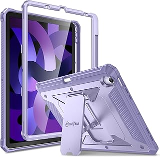 Fintie Shockproof Case for iPad Air 5th Generation (2022) / iPad Air 4th Gen (2020) 10.9 Inch, Tuatara Rugged Heavy Duty Protective Kickstand Cover with Screen Protector & Pencil Holder, Lilac Purple