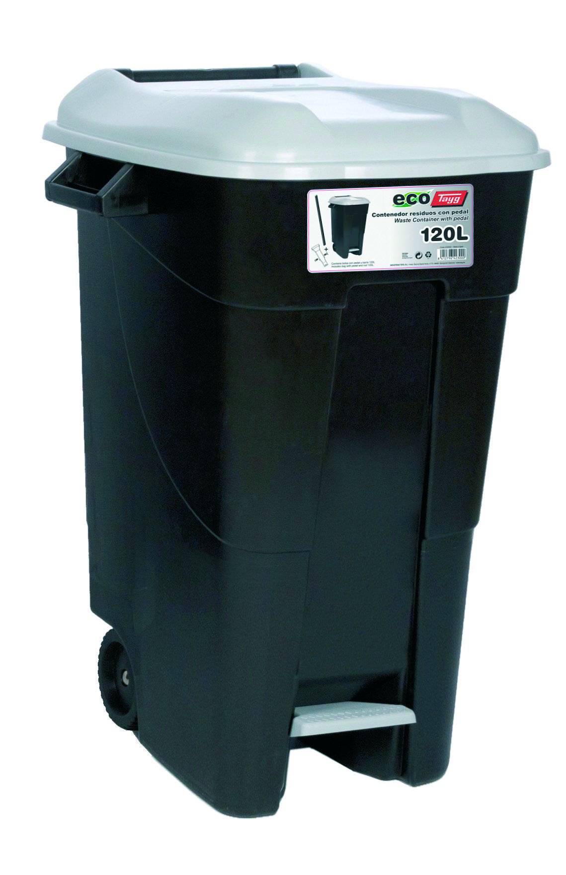 Tayg - Contenedor de residuos Eco Tayg 120 l. AM. C/pedal & 423000 Contenedor de residuos Eco 120 l. GR. C/Pedal