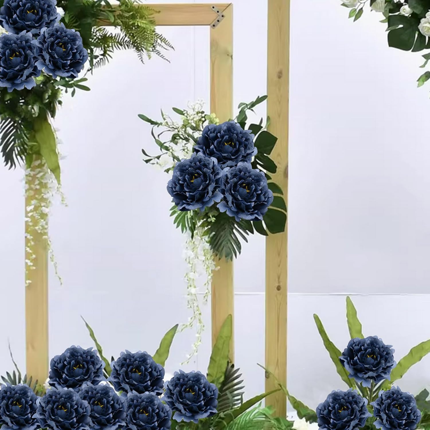 20 Pcs Artificial Flower Peonies, 5" Silk Fake Peonies with 6" Stems No Leaf, Faux Peonies Flowers for Decoration Wedding Home Party Centerpiece Decor Floral Art (Navy Blue) - Image 4
