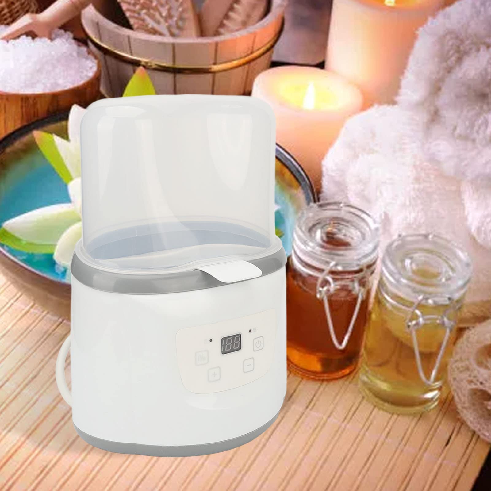 Scalda Olio da Massaggio, Scalda Crema Multifunzione con Controllo della Temperatura 4 in 1 Casa per Latte con Misurino Display Digitale (Spina UE 220V)