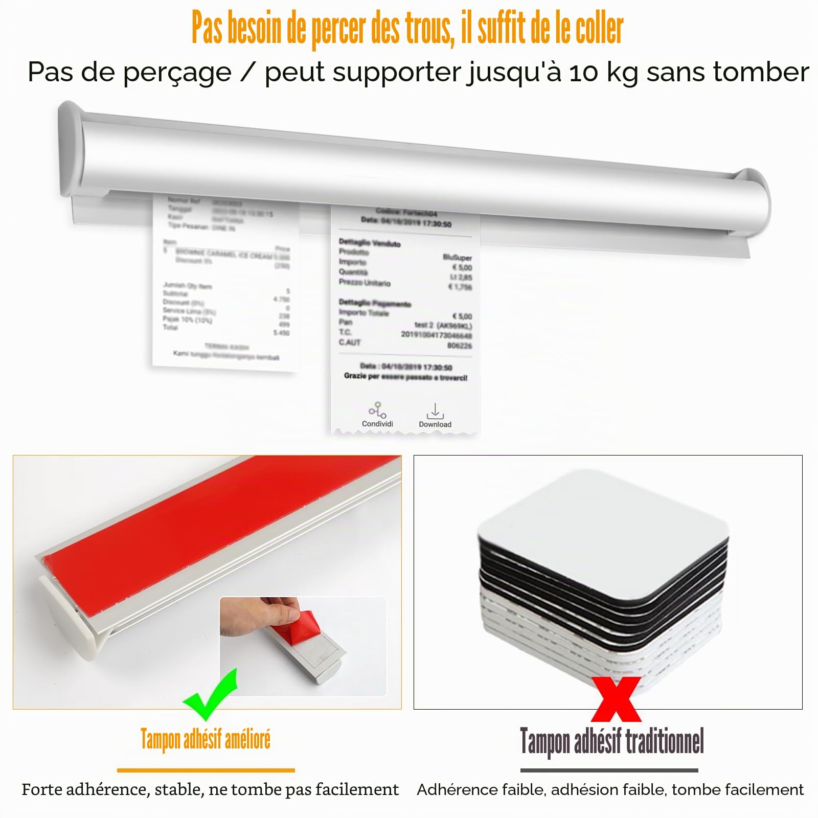 Porte Bon Commande Restaurant, 30CM Porte-Commande D'aluminium Auto-Adhésif | Porte Bon Commande, Support pour Billets de Commande, Support pour Bons de Commande, pour Restaurants Cafés Pubs Bars