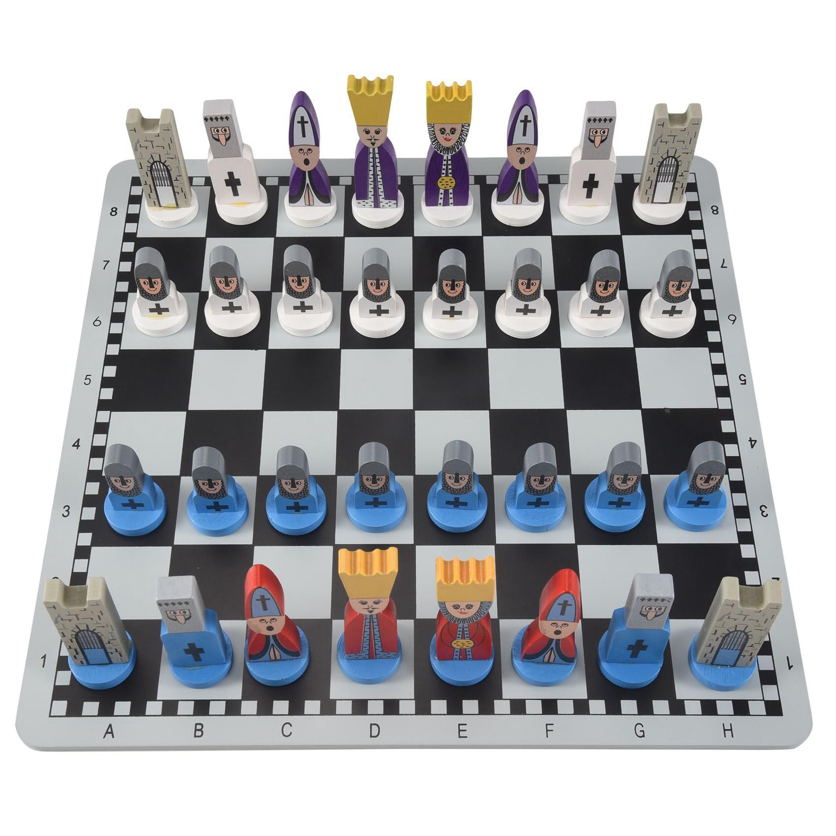 Jaywool White & Black Wooden Chess Children's Gifts Cartoon Modeling Chess Toys