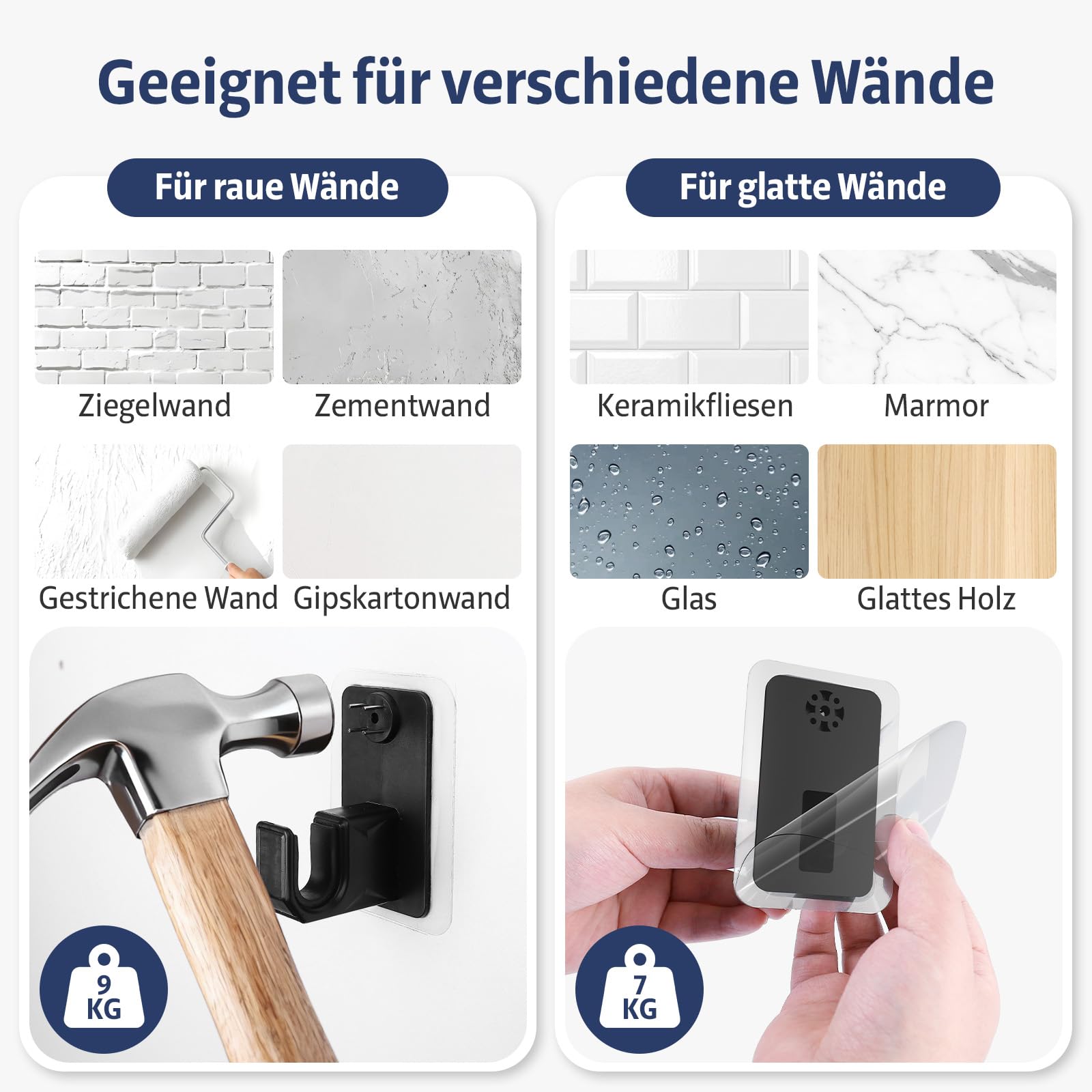 2.0 Pro Gardinenstange Ohne Bohren (with Klebeband und Verdeckte Nägel) 72-130 cm 16 mm Durchmesser Ausziehbare Vorhangstange Ohne Bohren Schwarze Geeignet für Leichte Gardinen Mieterfreundlich