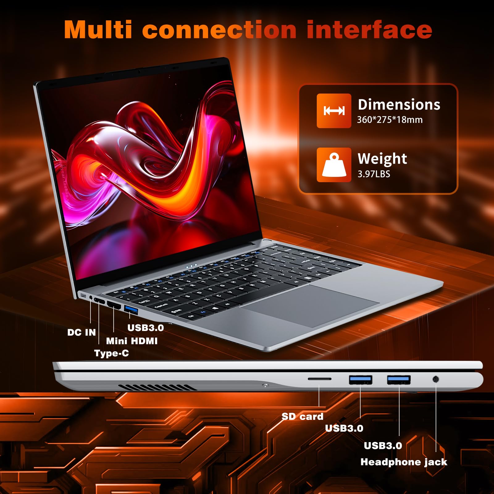 Moacreto 15,6 pollici Portatile PC Core i5-8210Y CPU Notebook 24 GB RAM 512 GB SSD, display FHD 1920x1200, Computer portatile con Type-C, USB 3.0, HDMI, BT5.0, Wi-Fi 5 Laptop