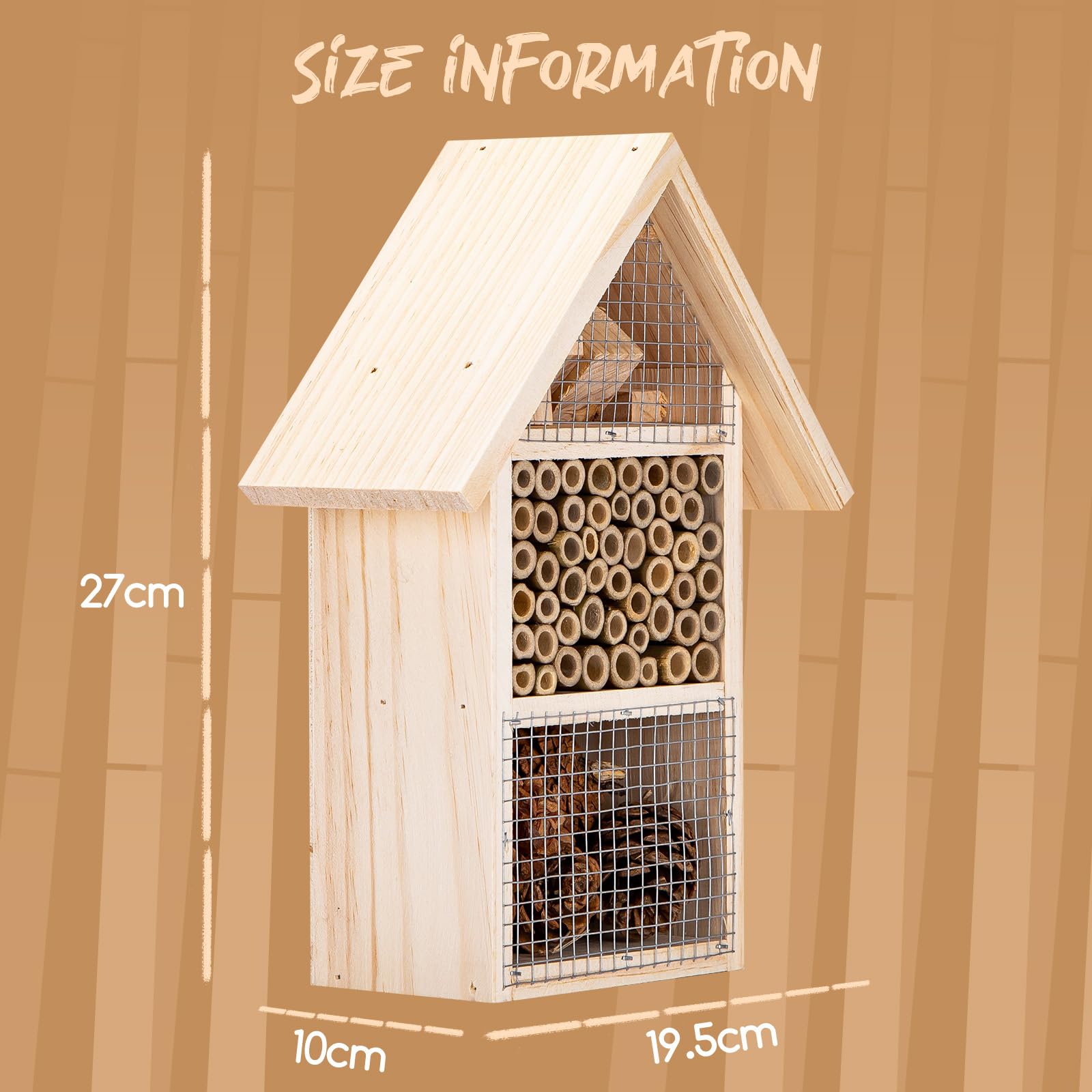 Casetta Per Insetti Da Esterno - Hotel Per Api, Farfalle E Coccinelle Con Vaso Fiori - Legno E Bambù - Foto 2