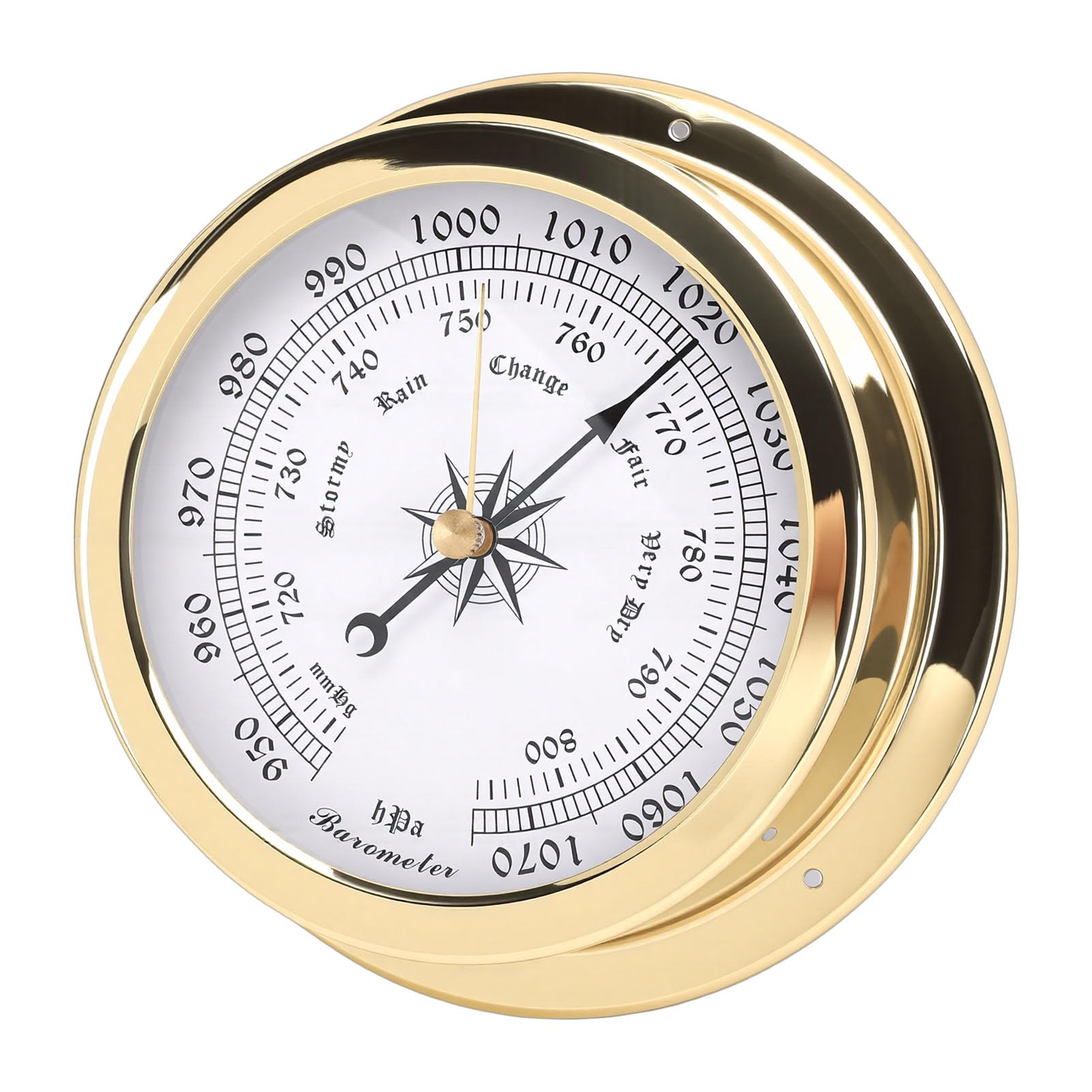 MENDUNER Boat Brass Barometer - Accurate Pressure Measurement Tool for Yachts and Cargo Ships - Stylish and Durable 4.7 Inch Barometers Indoor for Maritime Enthusiasts