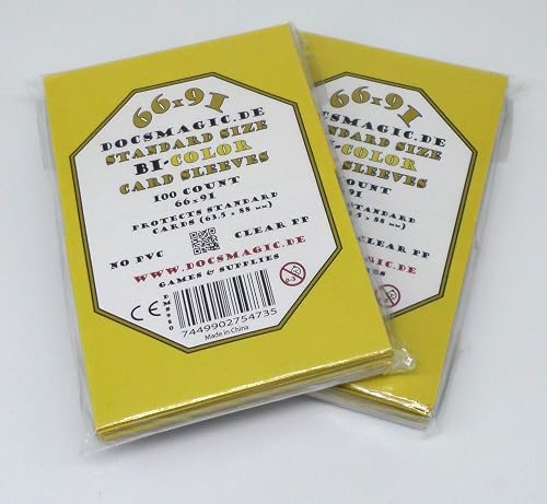docsmagic.de 200 Premium Bi-Color Card Sleeves Mat Yellow/Black Standard Size 66 x 91 Fundas Amarillo Negra