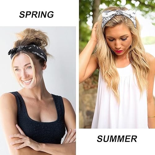 Miniatura 9 de AKTVSHOW Diademas para mujer, diadema anudada, bandas elásticas para el cabello para mujer, banda antideslizante con estampado turbante, elegante,