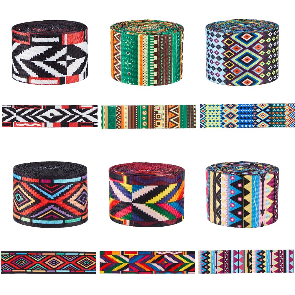 Ruban jacquard vintage 38mm en polyester style ethnique bohème pour DIY