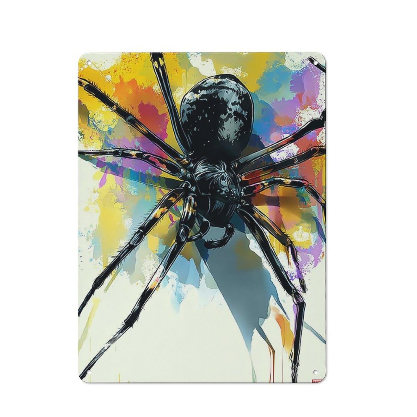 Junmoney Colorful Spider Artwork -2 Retro Tin Wall Plaque 40X30cm For Home Office Or Studio, Wall Decoration For Home Offices And Studios