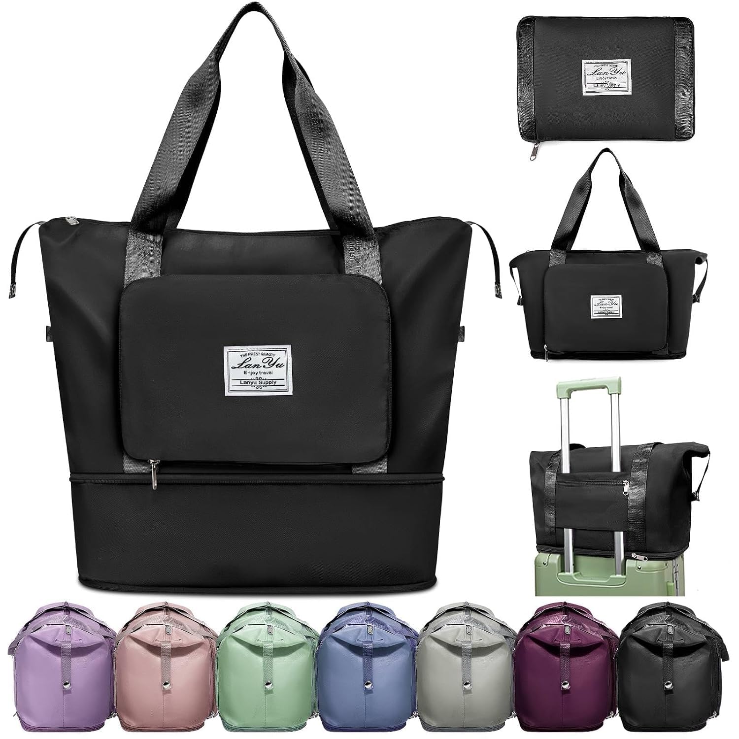 Nylon Expandable Travel Duffle Bag for Women 41L-picture-23