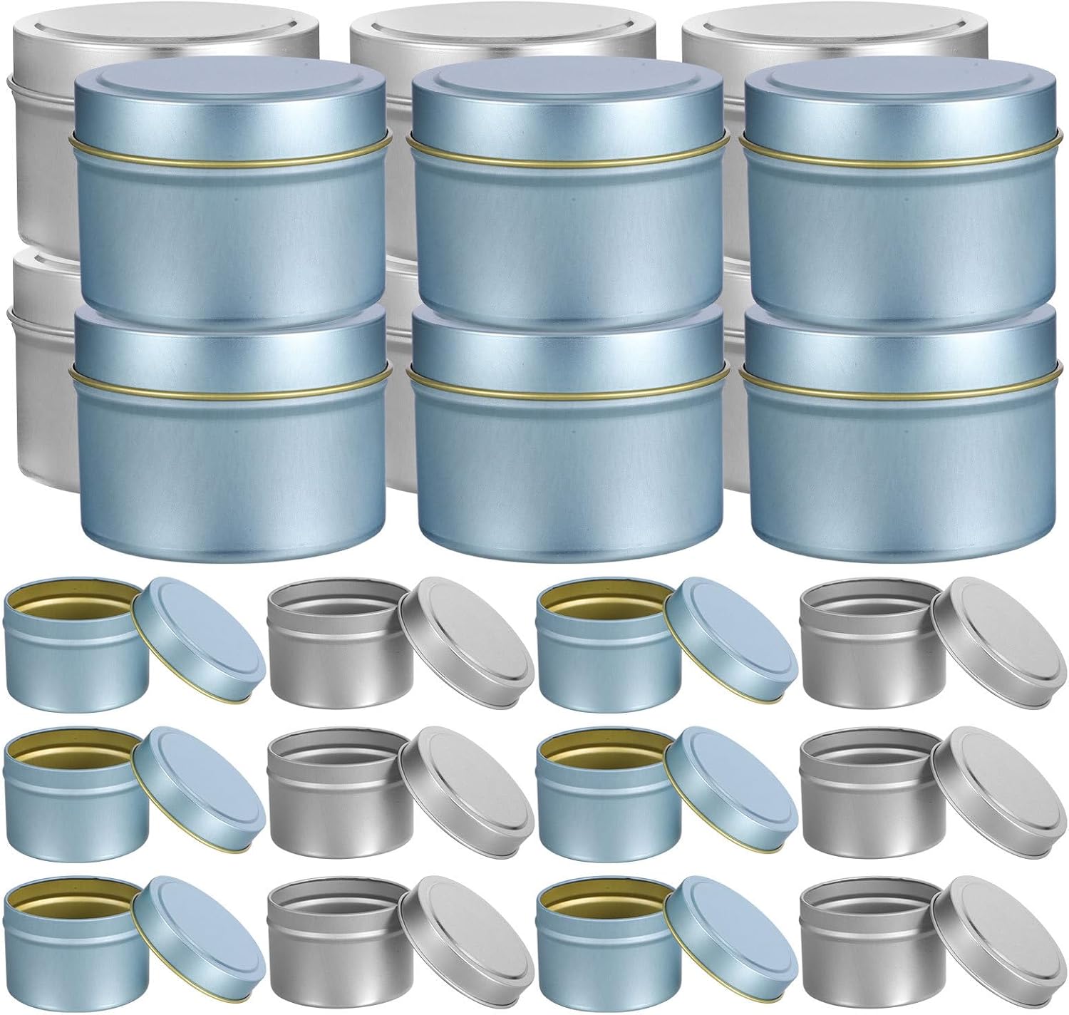 24pcs 4oz Metal Candle Jars with Lids, Empty DIY Candle Making Tins, Small Round Tealight Holder Containers for Home Décor and Crafting