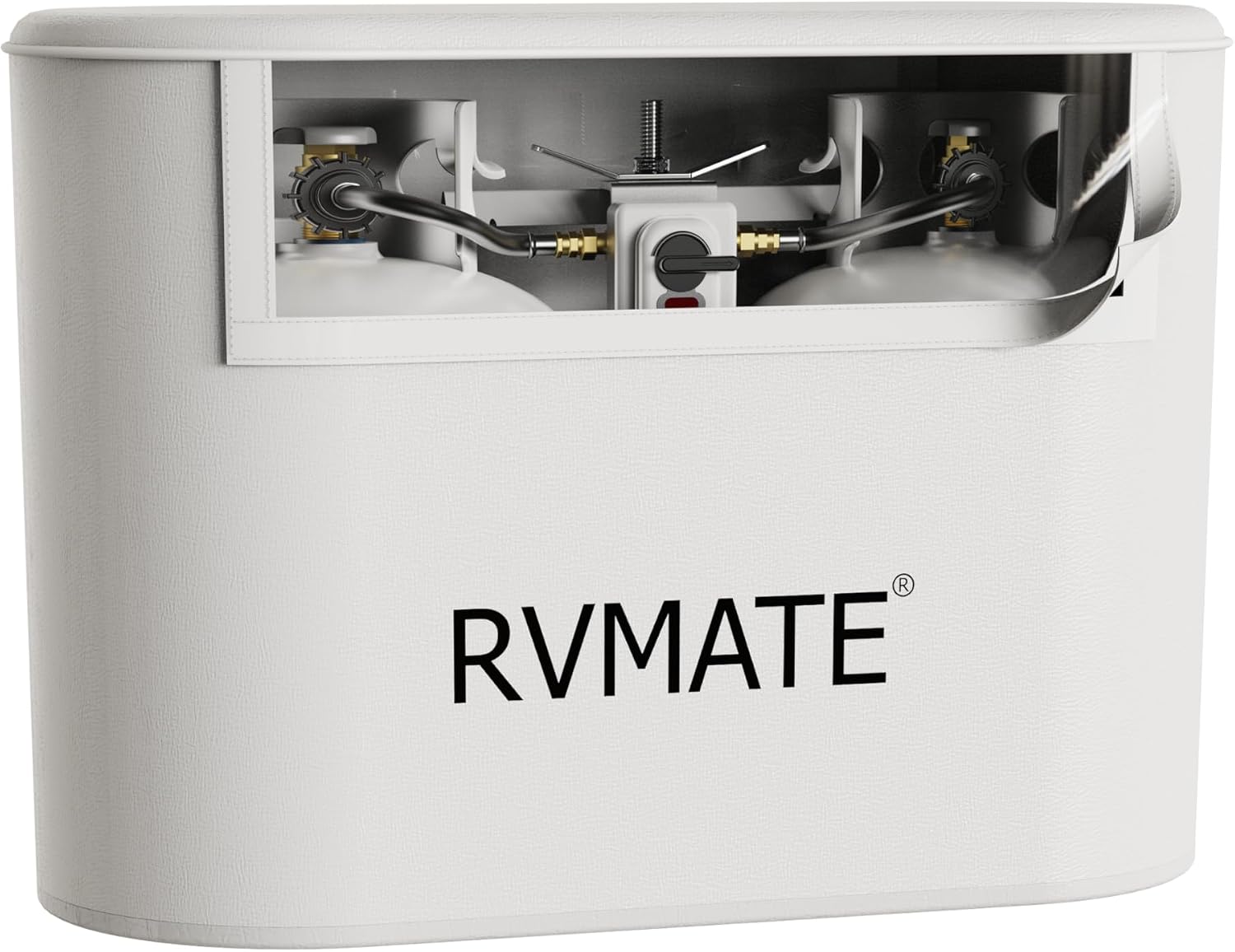 RVMATE RV Propane Tank Cover, Waterproof, Anti-UV, White Camper Propane Tank Cover, Fits 20LB Dual Propane Tanks, for RV/Trailer/Camper Accessories