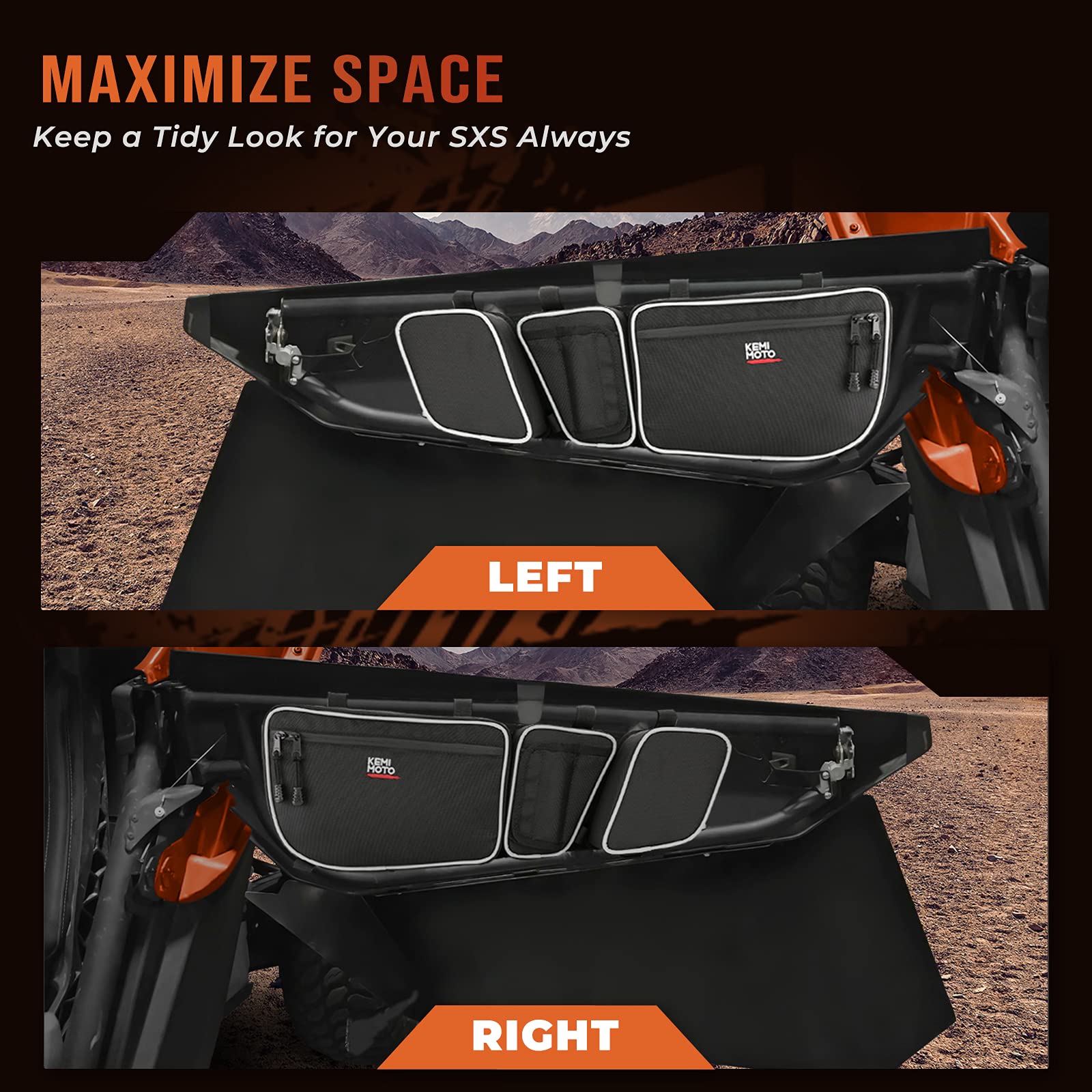KEMIMOTO Lot de 3 Sacs de Porte Avant compatibles avec Can am Maverick X3 Max Turbo R X DS Turbo X RS Turbo R 2017 2018 2019 2020 2021 UTV avec genouillères Amovibles et Porte-gobelet