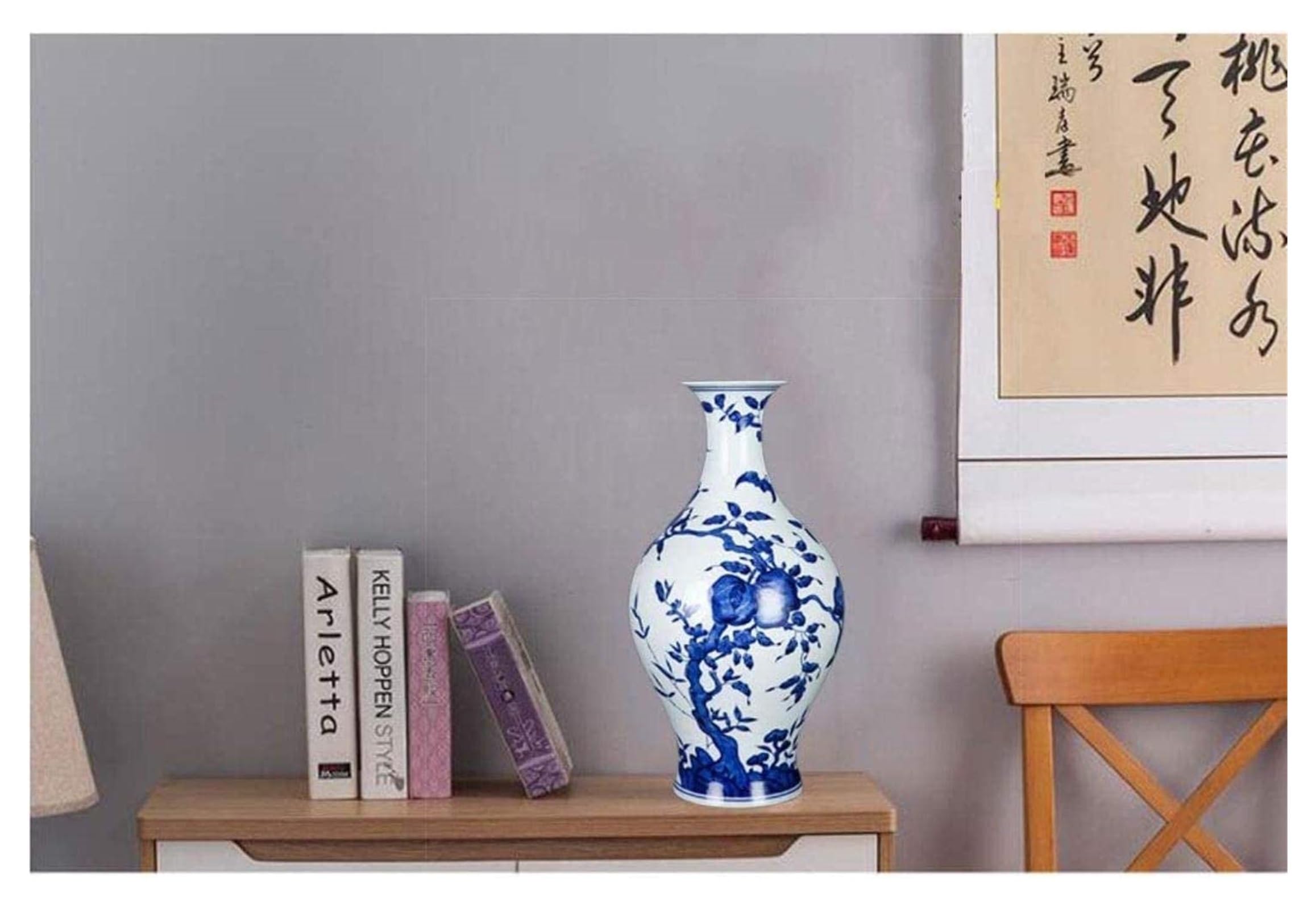 Vasen Vase aus Keramik, handgefertigt, blaues und weißes Muster, Büro- und Wohnaccessoires for Blumen