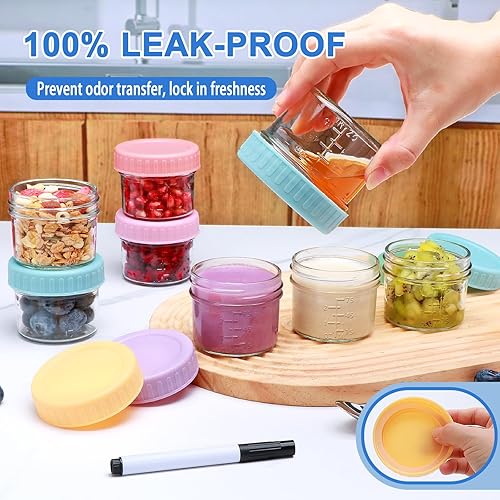 Miniatura 5 de Accguan Recipientes de vidrio para almacenamiento de alimentos para bebés, tarros de 4 onzas con tapas, paquete de 6, aptos para microondas y