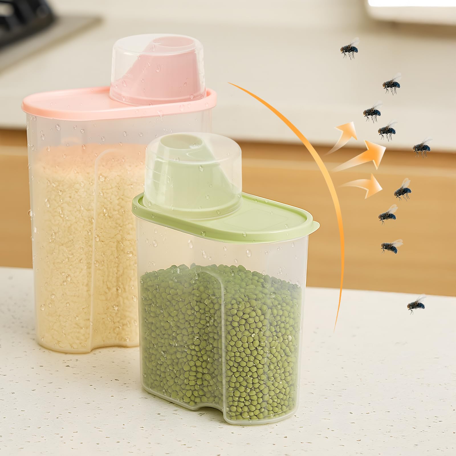 KingSaid Boîtes Alimentaires, 1.9L Lot De 4 Boite Hermetique Alimentaire Pour Conserver Les Céréales Avec Bec Verseur, Boite De Rangement Cuisine, Pour Céréales, Farine Et Aliments Secs