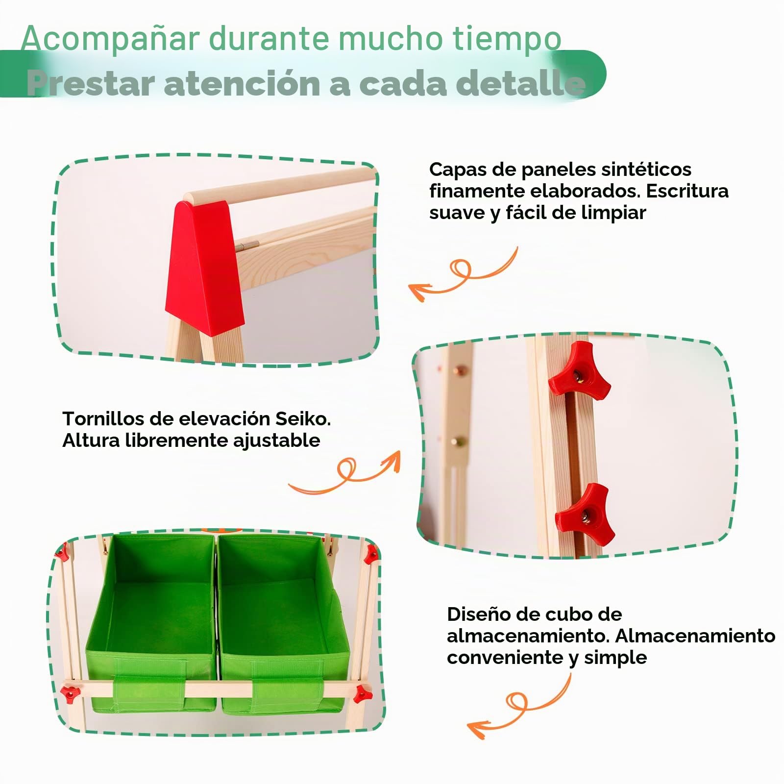 Caballete infantil de madera, pizarra infantil con rollo de papel Pizarra blanca de doble cara y pizarra negra Caballete de arte ajustable en altura con números y otros accesorios para niños
