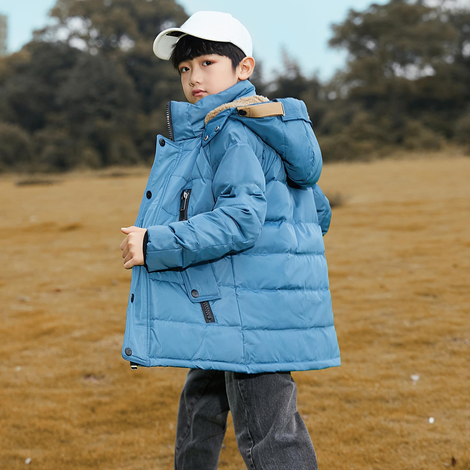 amropi Bambini Ragazzi Inverno Cappotto Piumino Capispalla con Cappuccio Giacca per 5-12 Anni