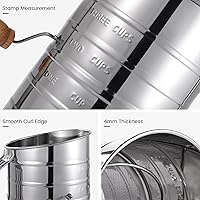 Vista 2 de Flour Sifter, 3 Cup Flour Sifter for Baking Fine Mesh Rotary Hand Crank with Loop Agitator for Quick Sifting, Flour Sifter Stainlees Steel, Crank