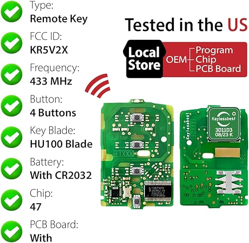 Miniatura 4 de Repuesto para Honda Civic Odyssey Pilot LX CR V 2017 2018 2019 2020 Control remoto KR5V2X 4 botones 433MHz