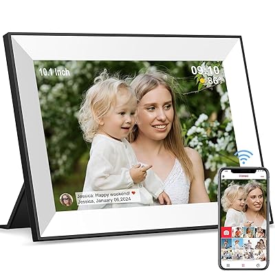 Frameo WiFi Digital Picture Frame 10.1 Inch, IPS HD Touch Screen Smart Electronic Photo Frame, Auto-Rotate Slideshow, Load Photos from Phone via App, Digital Picture Frames Gift for Family