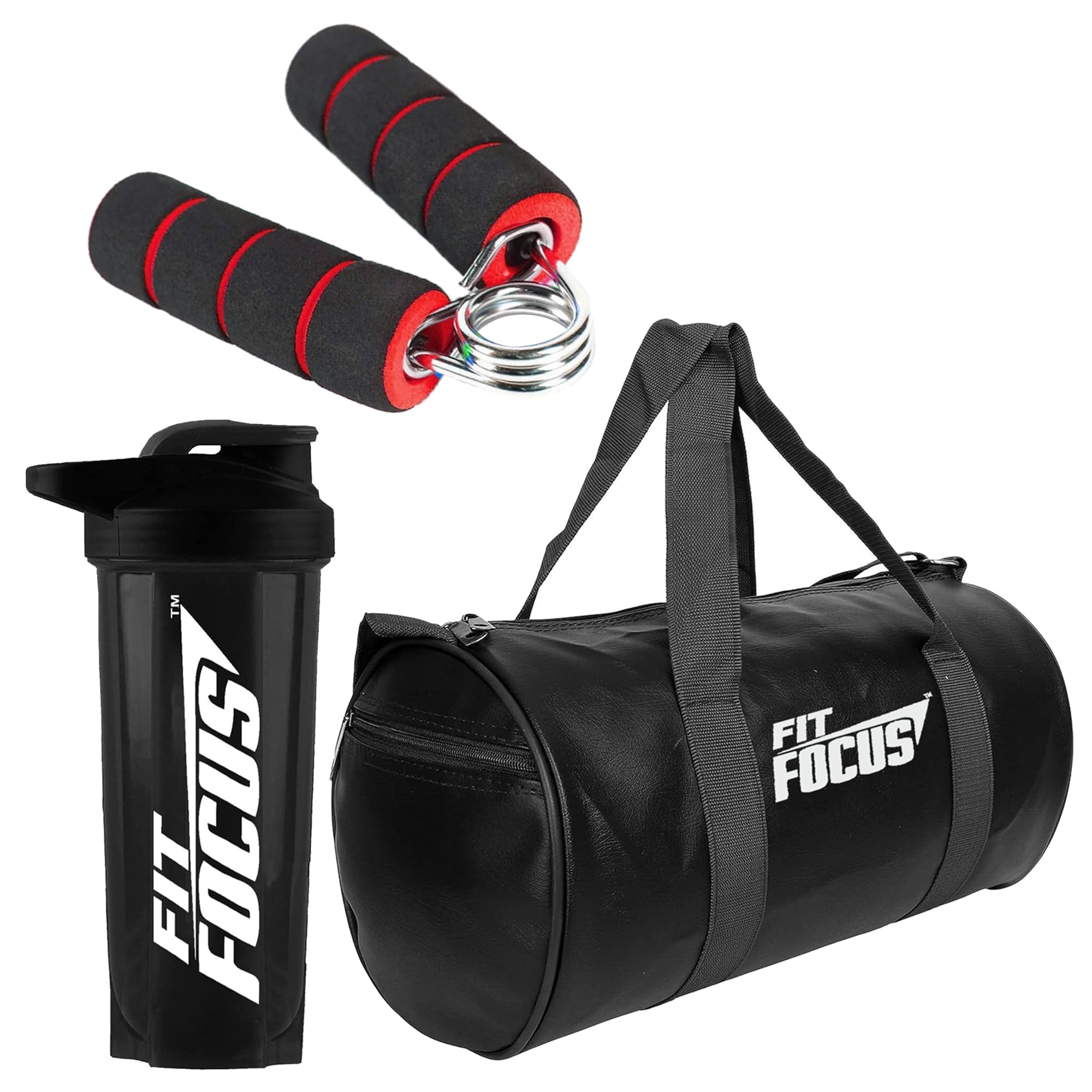 New Combo 700 ml Gym Shaker Bottle with Gym Duffle Bag with Shoe Compartment and Hand Gripper Duffel Bag for Fitness Shoulder Gym Bags for Men & Women Hand Gripper for Gym | Protein Shaker (Red)-image-12