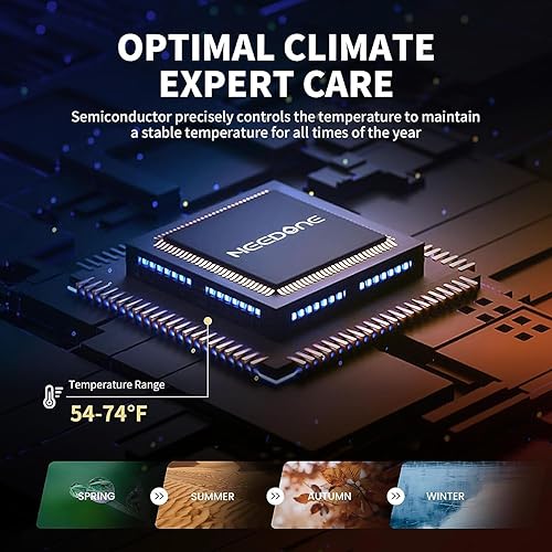 Miniatura 3 de NEEDONE Humidor eléctrico de 16 litros con sistema de control silencioso de calefacción y refrigeración, gabinete termostático para 100 unidades con