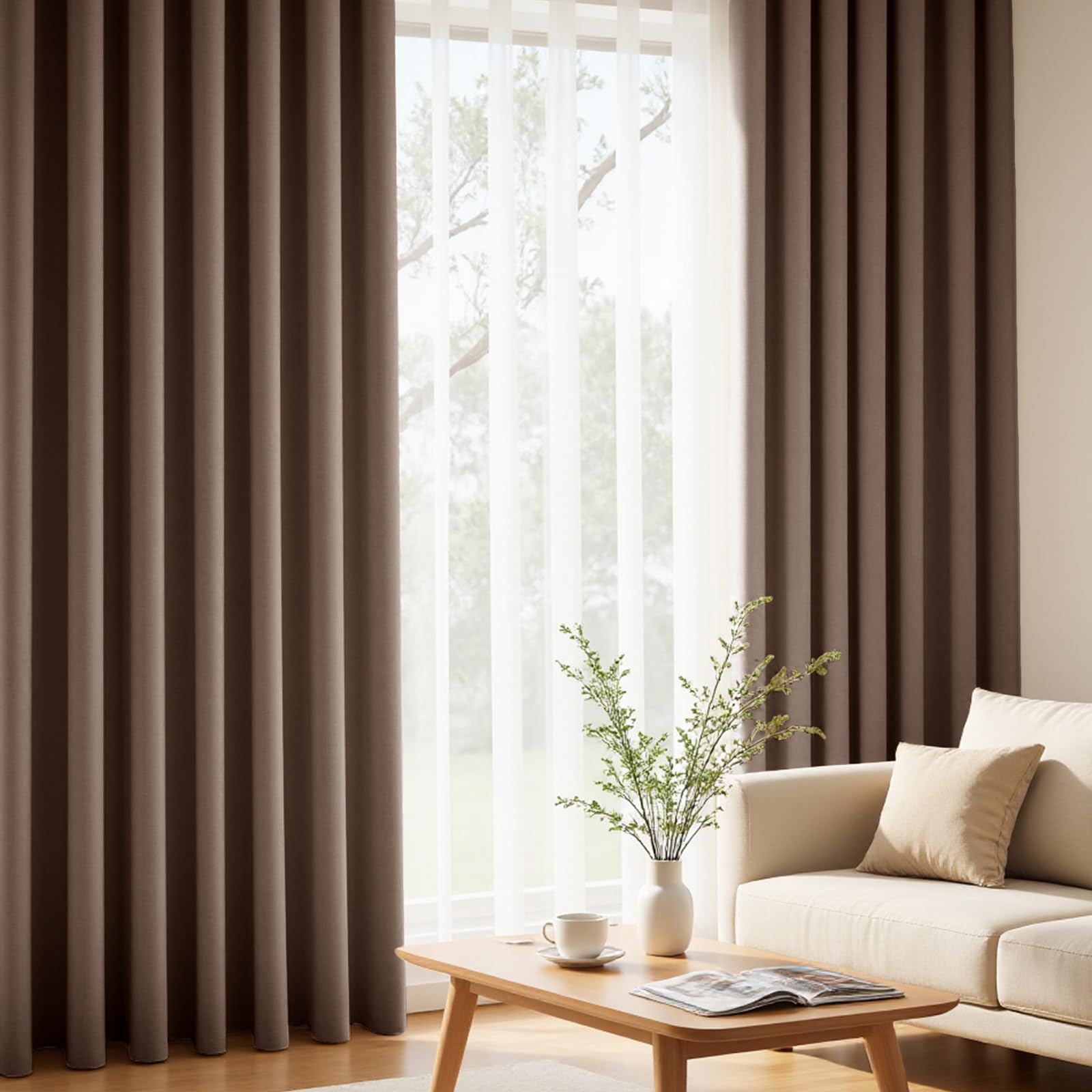 Amazon｜AZRA 遮光カーテン 4枚セット 【カーテン2枚+レース2枚】 1級