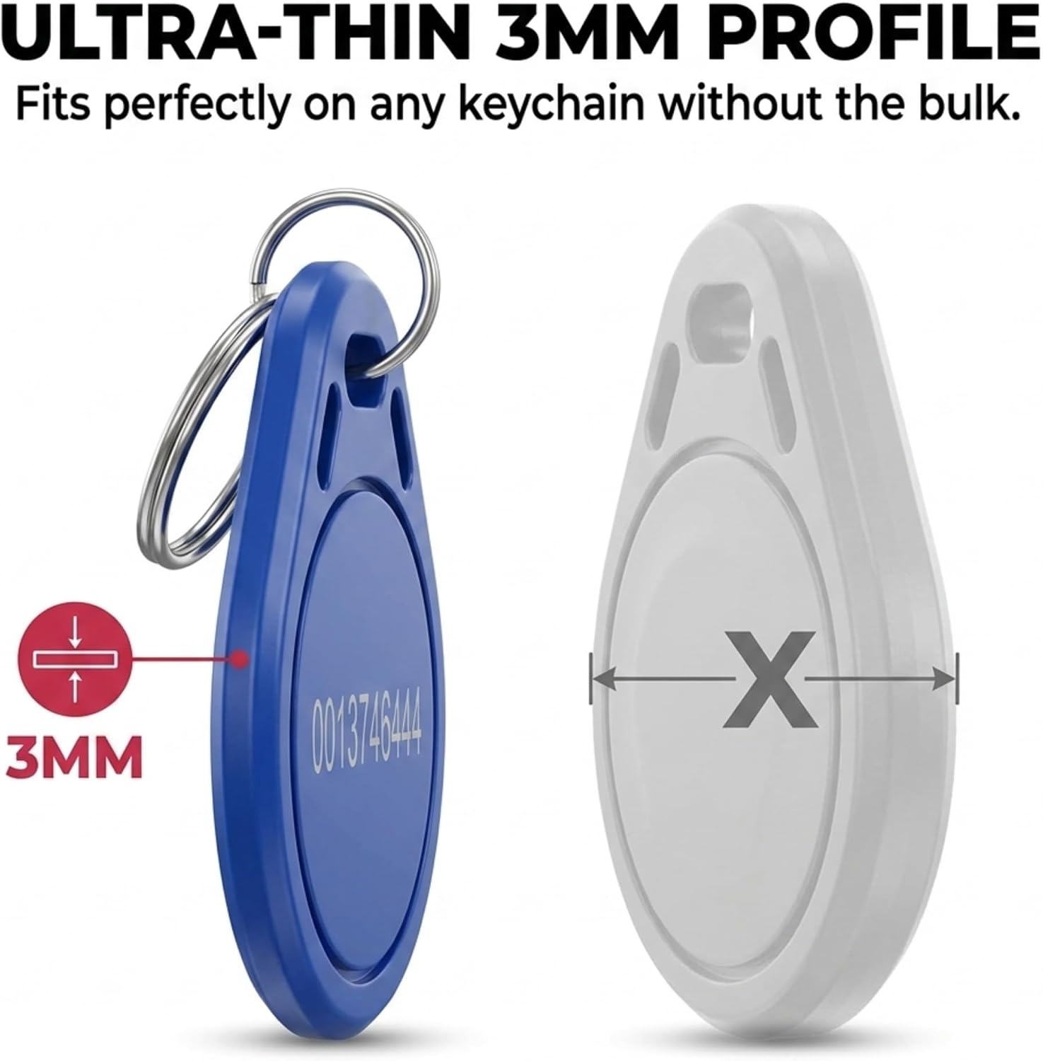 RFID Key Fobs, 125KHz TK4100/EM4100 Proximity Tags, 100-Pack, Blue