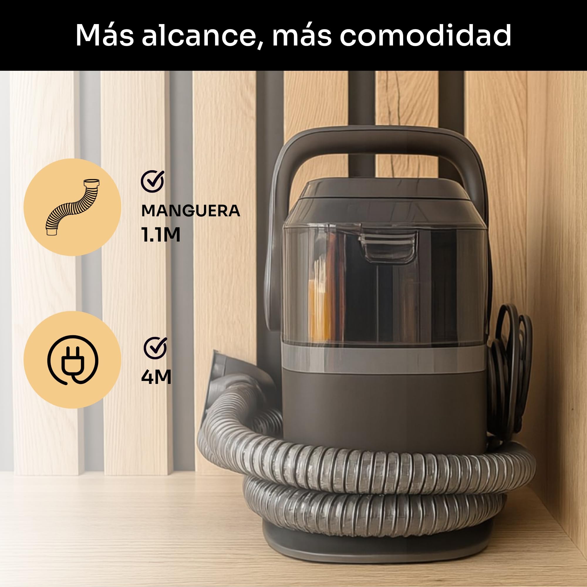 Mellerware - Aspirador para Tapicería Cleany Carpet 600w | Limpieza eficaz con función Wet&Dry | Boquilla 2 en 1 | Succión Duradera | Elimina Manchas y líquidos en colchones, sofás y alfombras