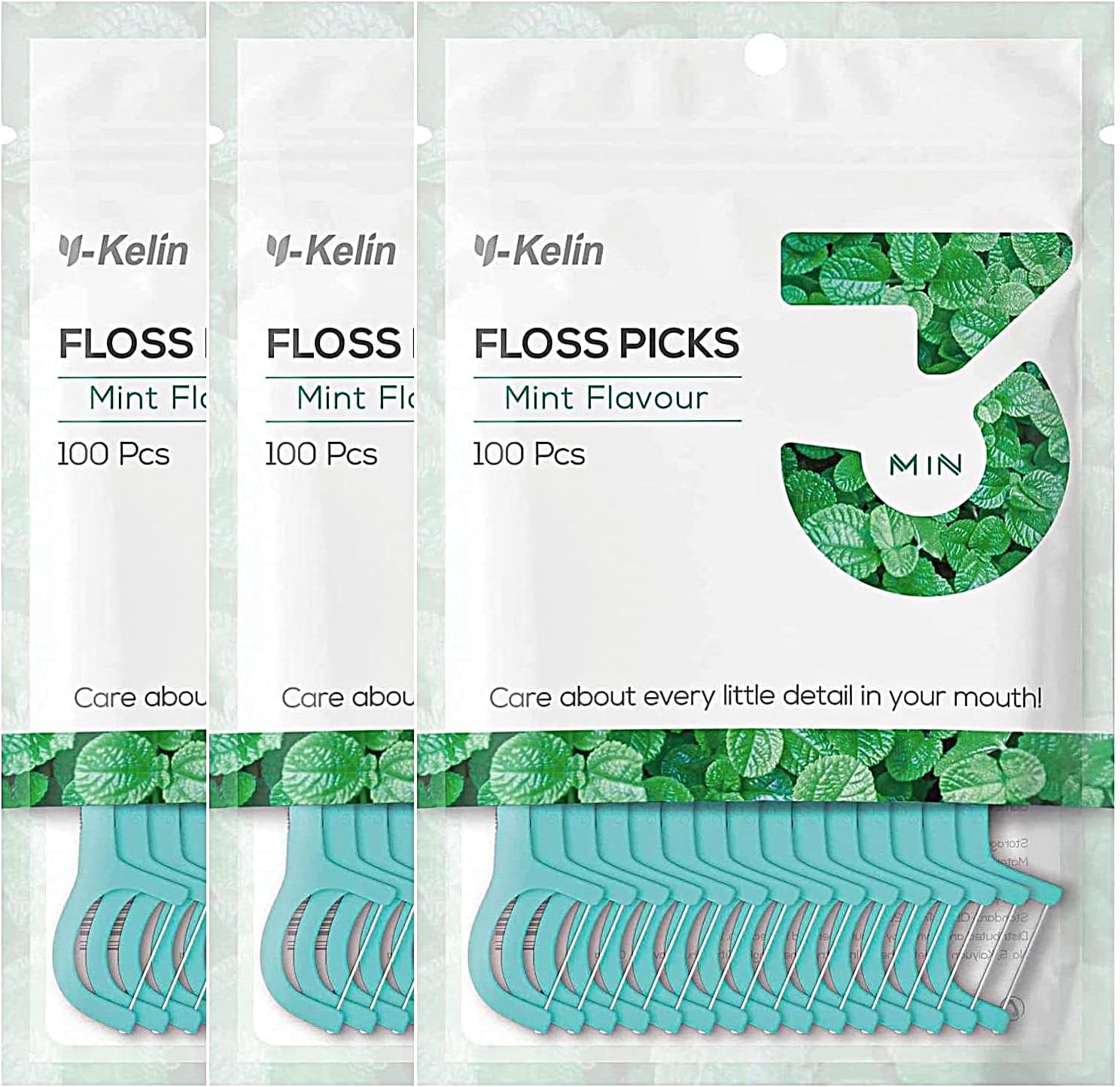 Product image of Y-Kelin Dental Floss 300 Pcs Mint Toothpick Floss Picks,Teeth Stick,Tooth Picks,Teeth Cleaning
