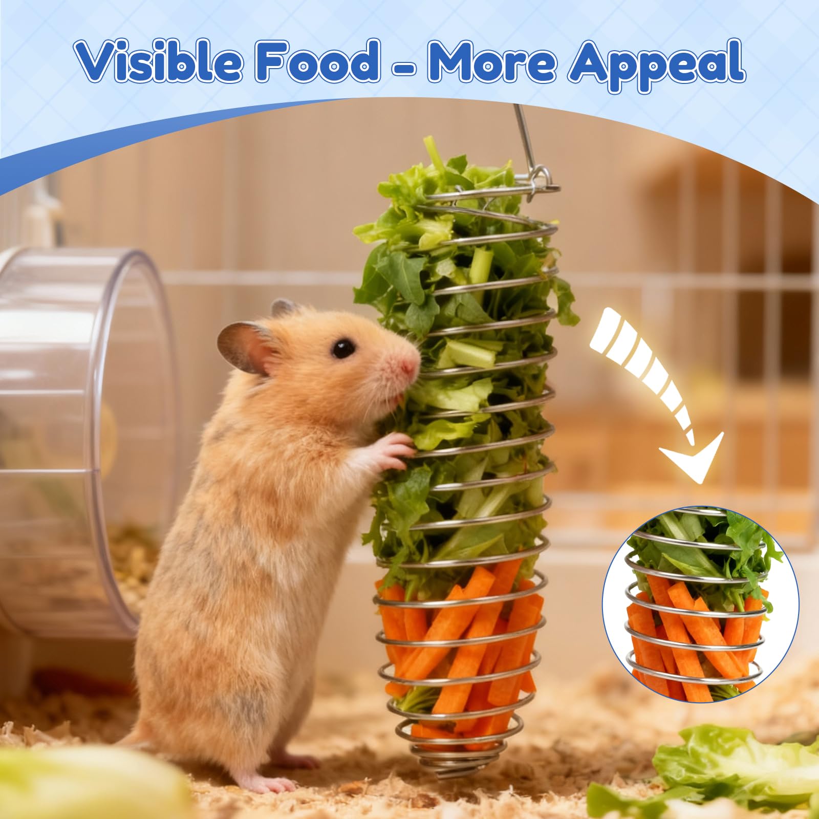 2Pcs Rat Enrichment Toys, 304 Stainless Steel Foraging Toy, Fruit & Vegetable Holder for Mice, Hanging Rodent Cage Accessories, Slow Feeder Puzzle Toy & Parakeet Foraging Tool - image 3