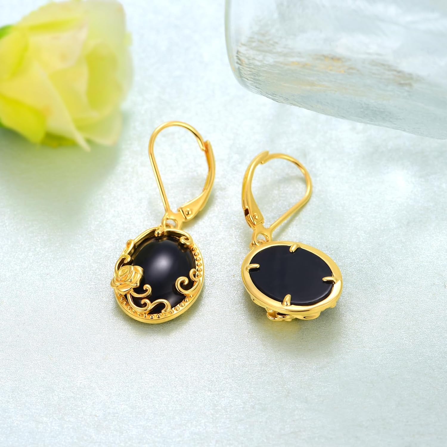 Black Onyx Earrings for Women 925 Sterling Silver Onyx Filigree Earrings Black Onyx Jewelry