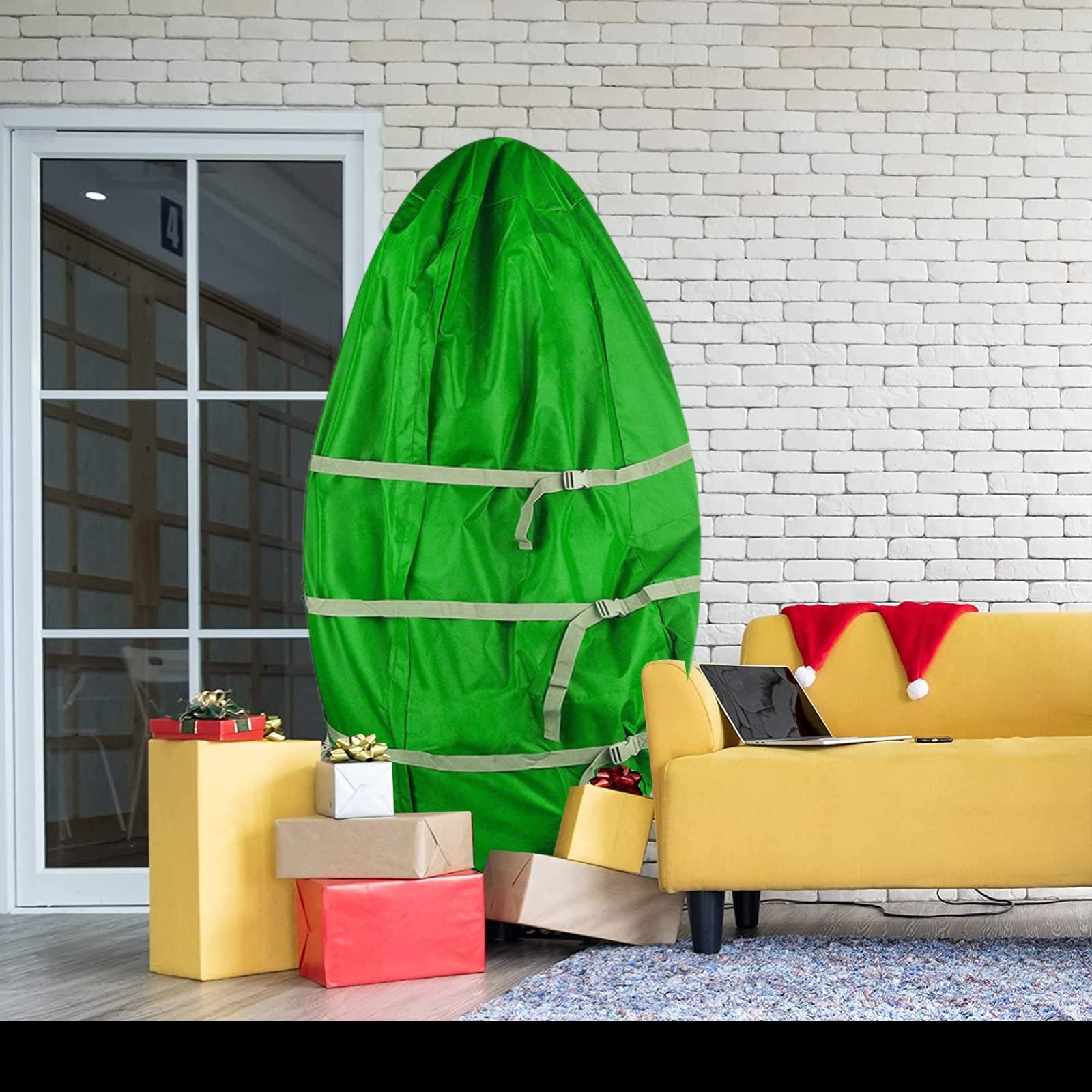 Borsa per la conservazione Verticale dell'albero di Natale Copertura Antipolvere per mobili con Benda Elastica Grande Contenitore per carichi Pesanti