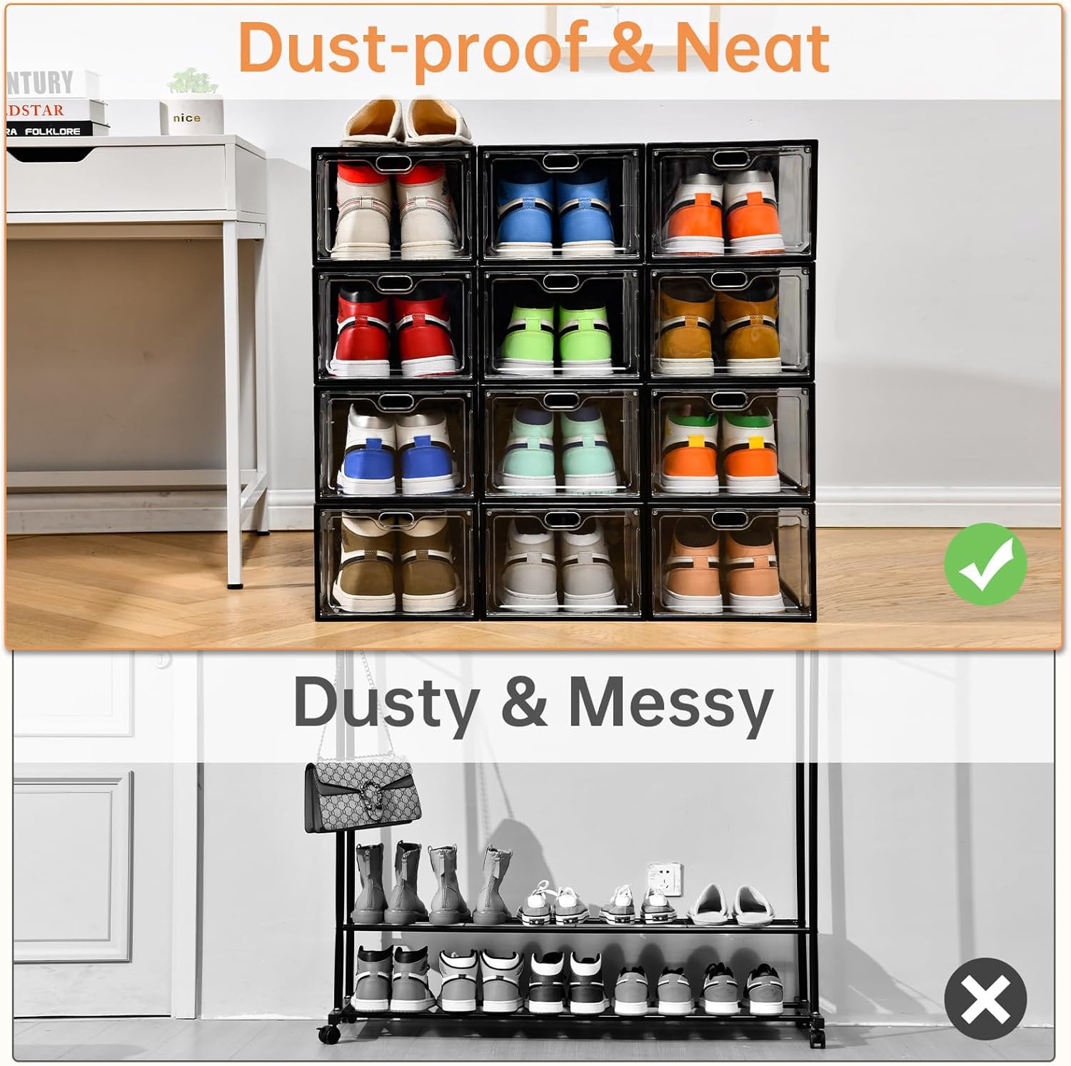 Amazon.com: INSTY 12 Pack Large Shoe Storage Box, Clear Shoe