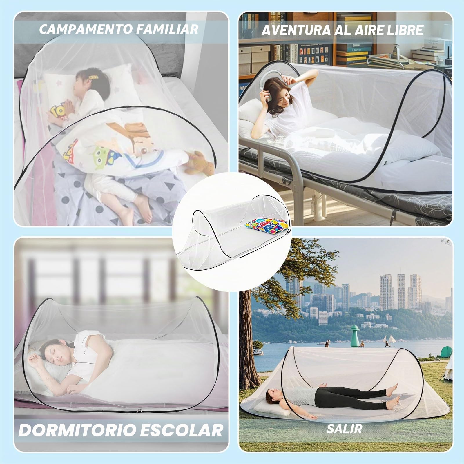 Mosquitera desplegable, 200 x 80 x 56 cm, mosquitera plegable, tienda de campaña portátil, mosquitera para cama, viajes, camping al aire libre, cómoda, rápida y portátil