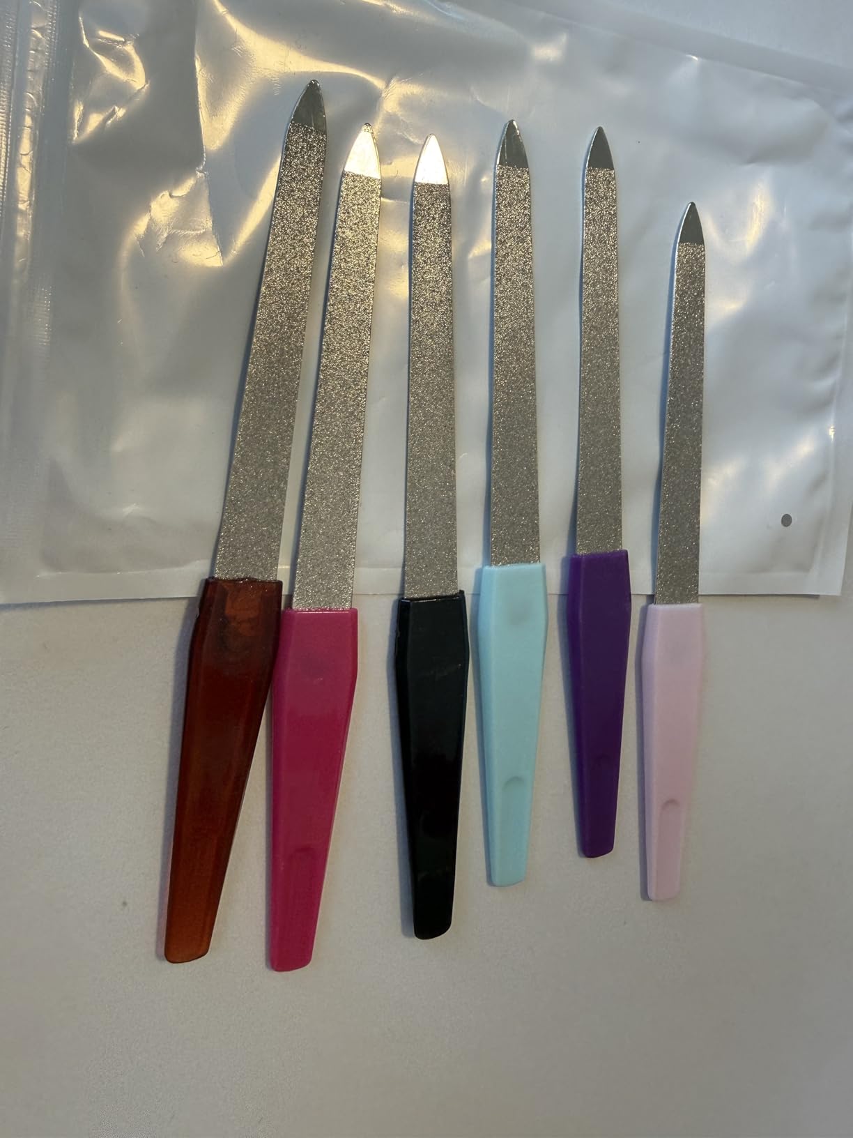 GigaGround Metal Nail File (6 Pcs), Nail Files for Natural Nails Made of Stainless Steel, Sword Fingernail Files with Sharp Pointed Tip Non Slip Handle, Diamond Finger Nail Filers for Women Sapphire Grit