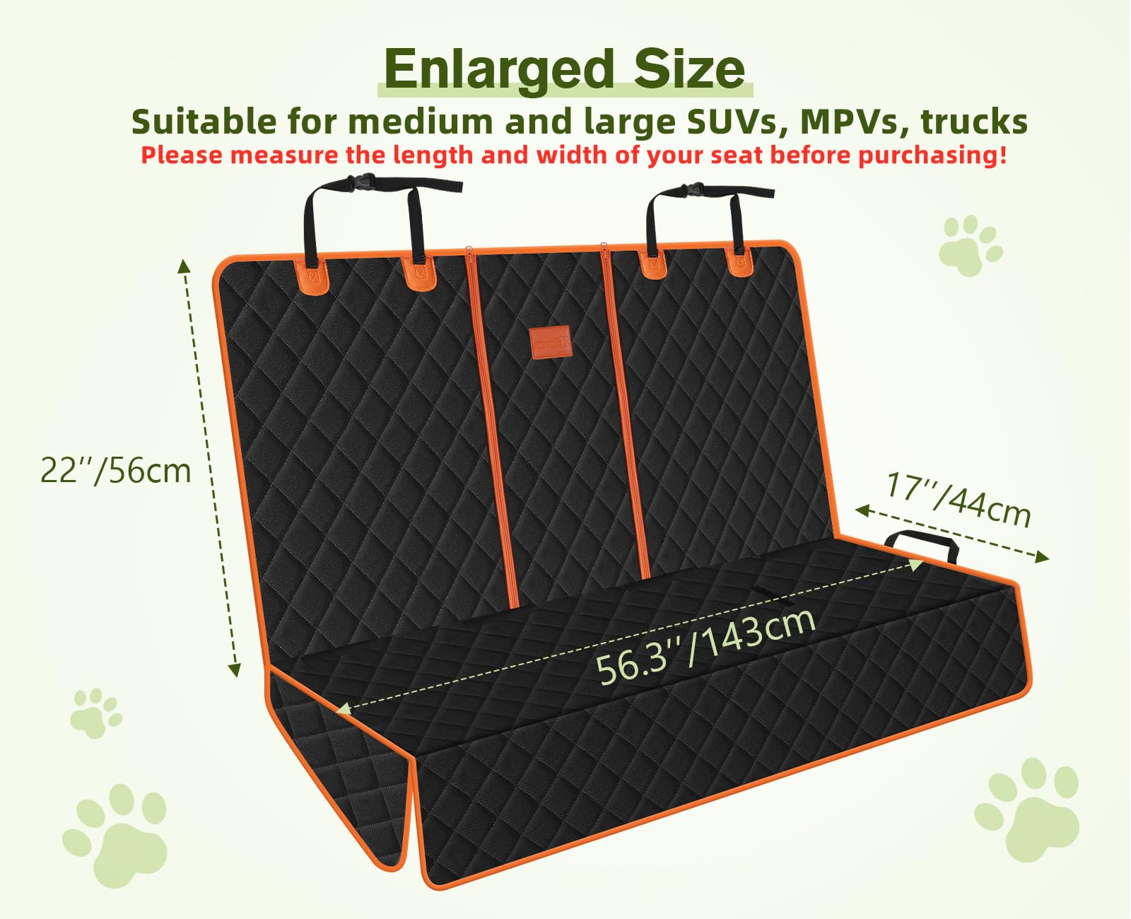 Pecute Coprisedile Auto per Cane Panca 143cm - Coprisedile per Cani Auto Posteriore Impermeabile, Resistente e Antiscivolo per Cani con Misura Universale Adatto per Camion e SUV,L,Nero