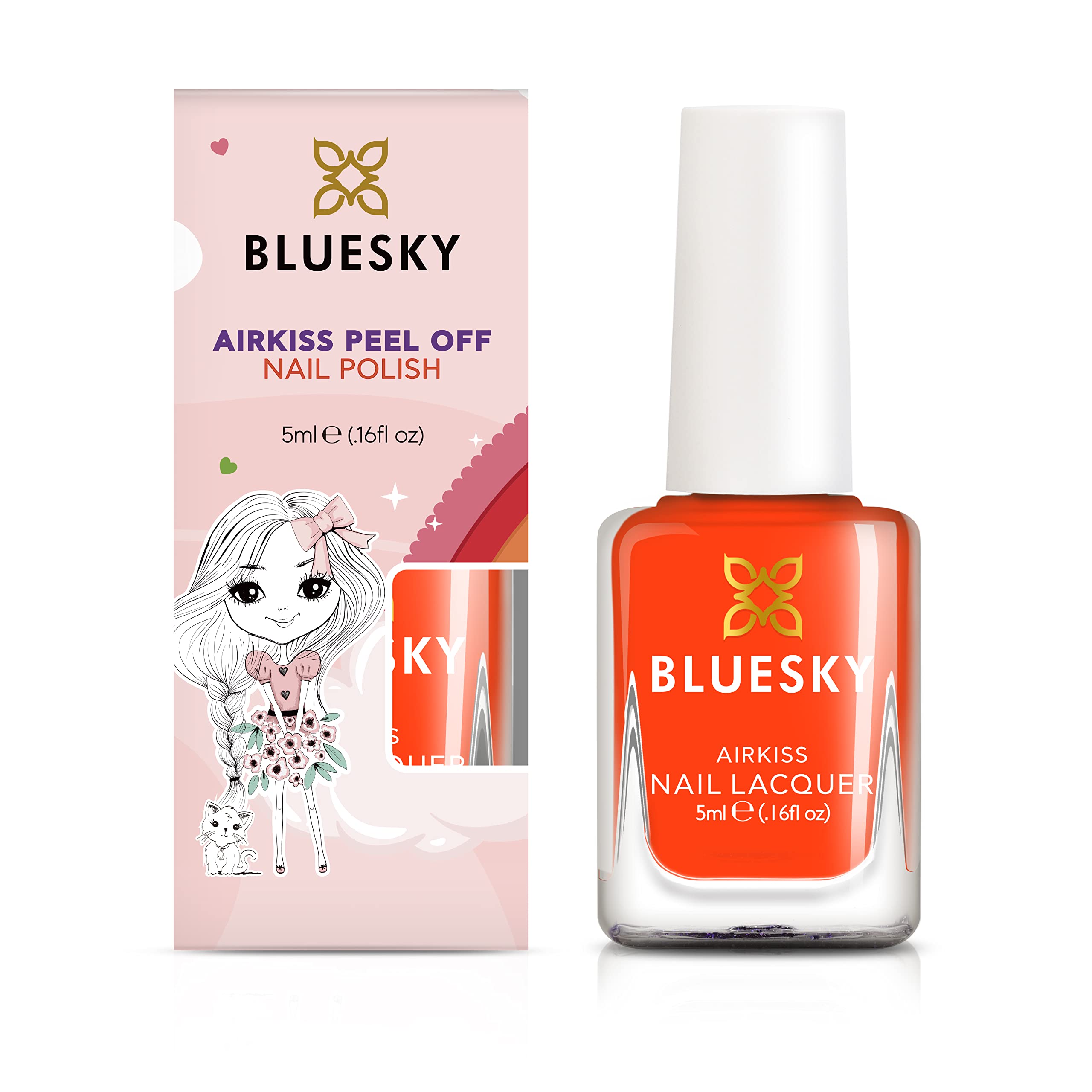 Bluesky Kids Nail Varnish – ZAP, Red. Easy Peel-off, Non-Toxic, Water- based, Odour-free Nail Polish for Kids, 5ml
