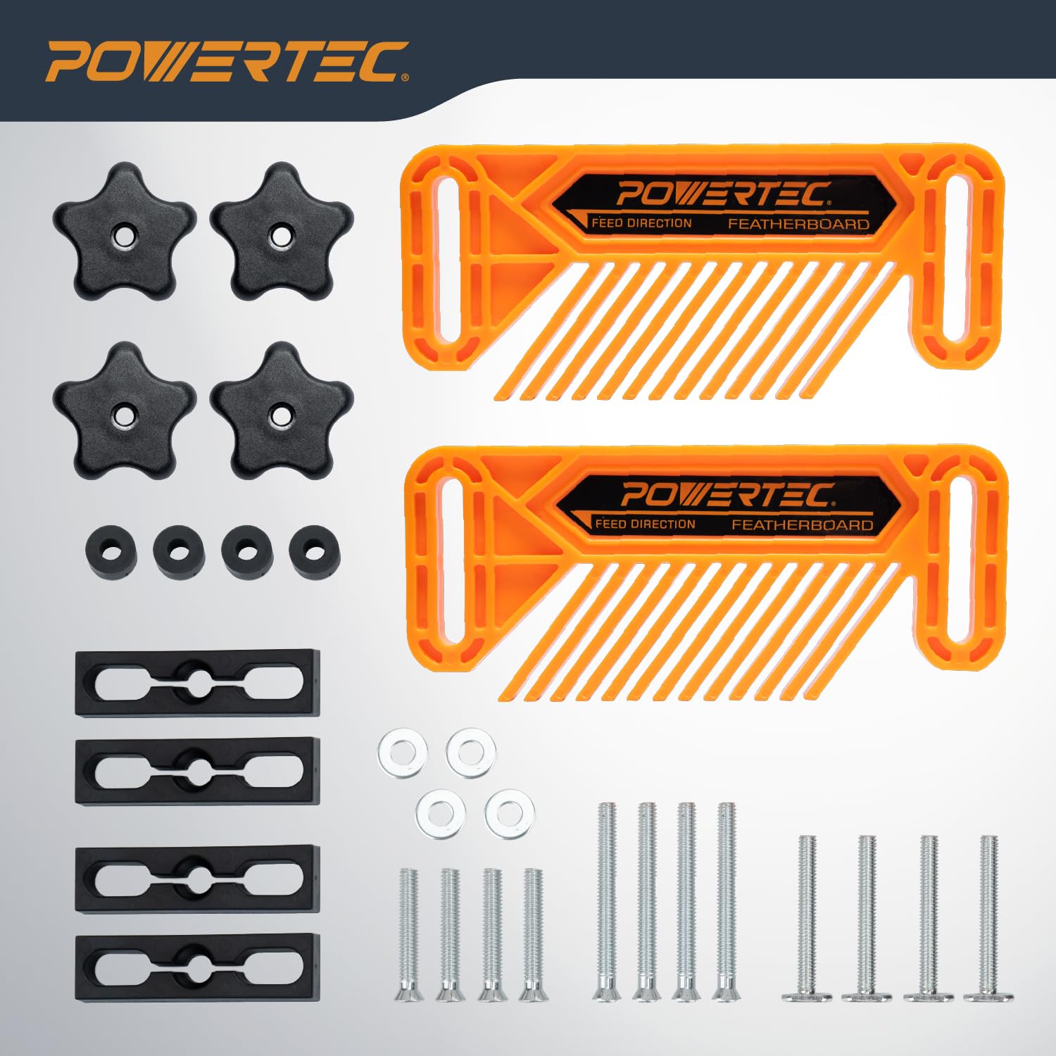 POWERTEC Tableros de plumas para valla de mesa de enrutador, sierra de cinta, se adapta a pista en T y ranura de inglete, accesorios de enrutador, herramientas de carpintería, reducen el retroceso y